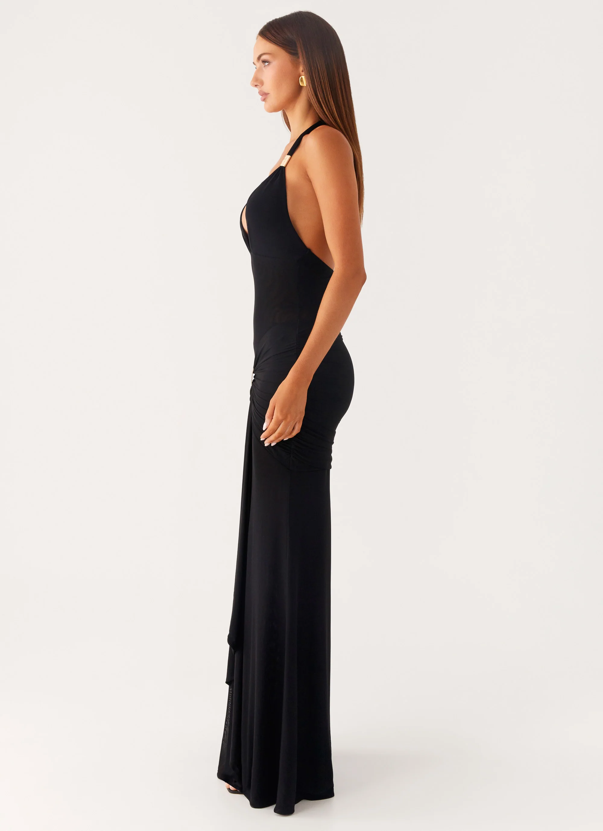 Miyah Halter Hardware Maxi Dress - Black - Image 2