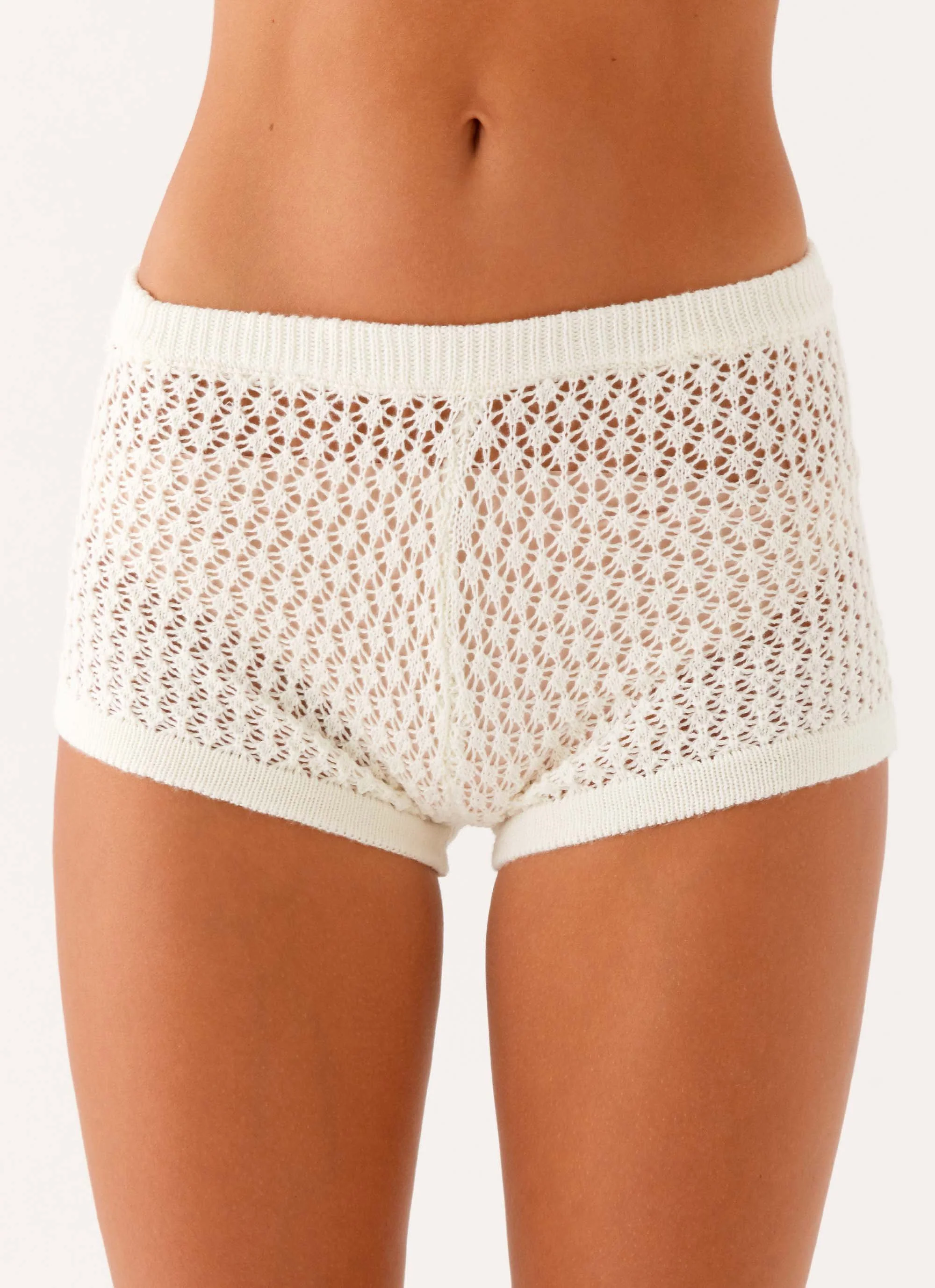 Molly Crochet Mini Shorts - Ivory - Image 5