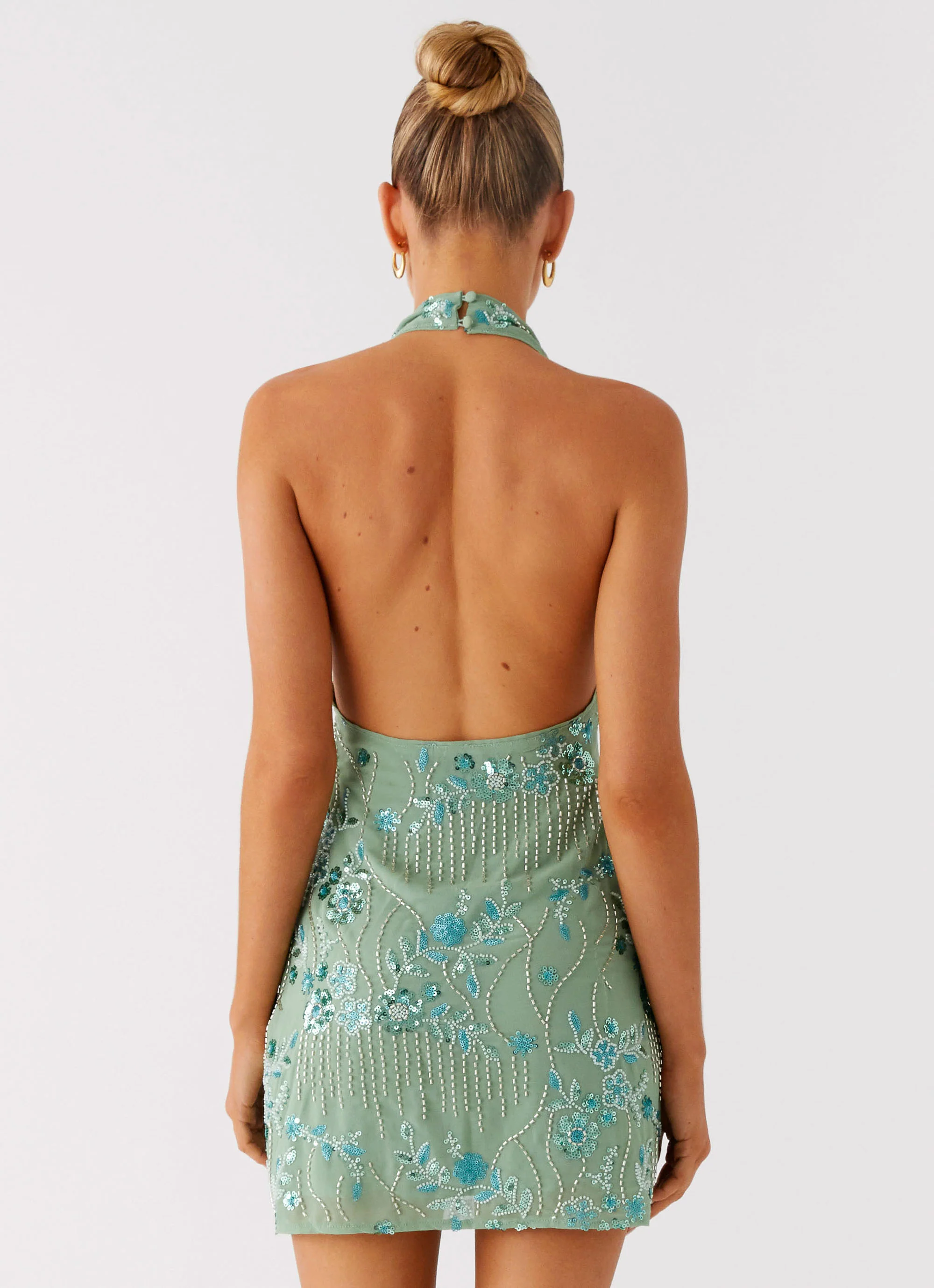 Monet Beaded Mini Dress - Mint - Image 3