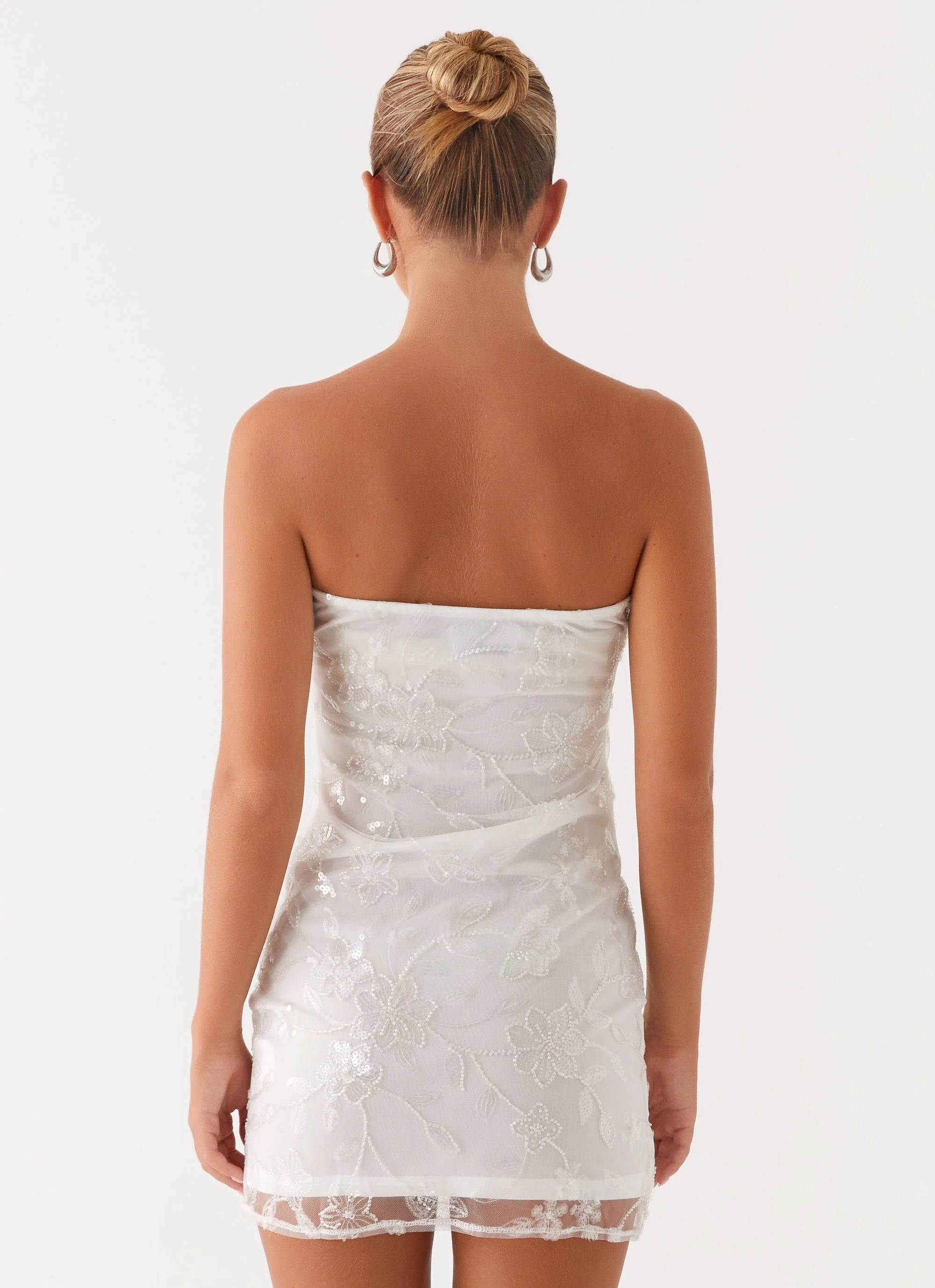 Moorey Beaded Mini Dress - White Silver - Image 4
