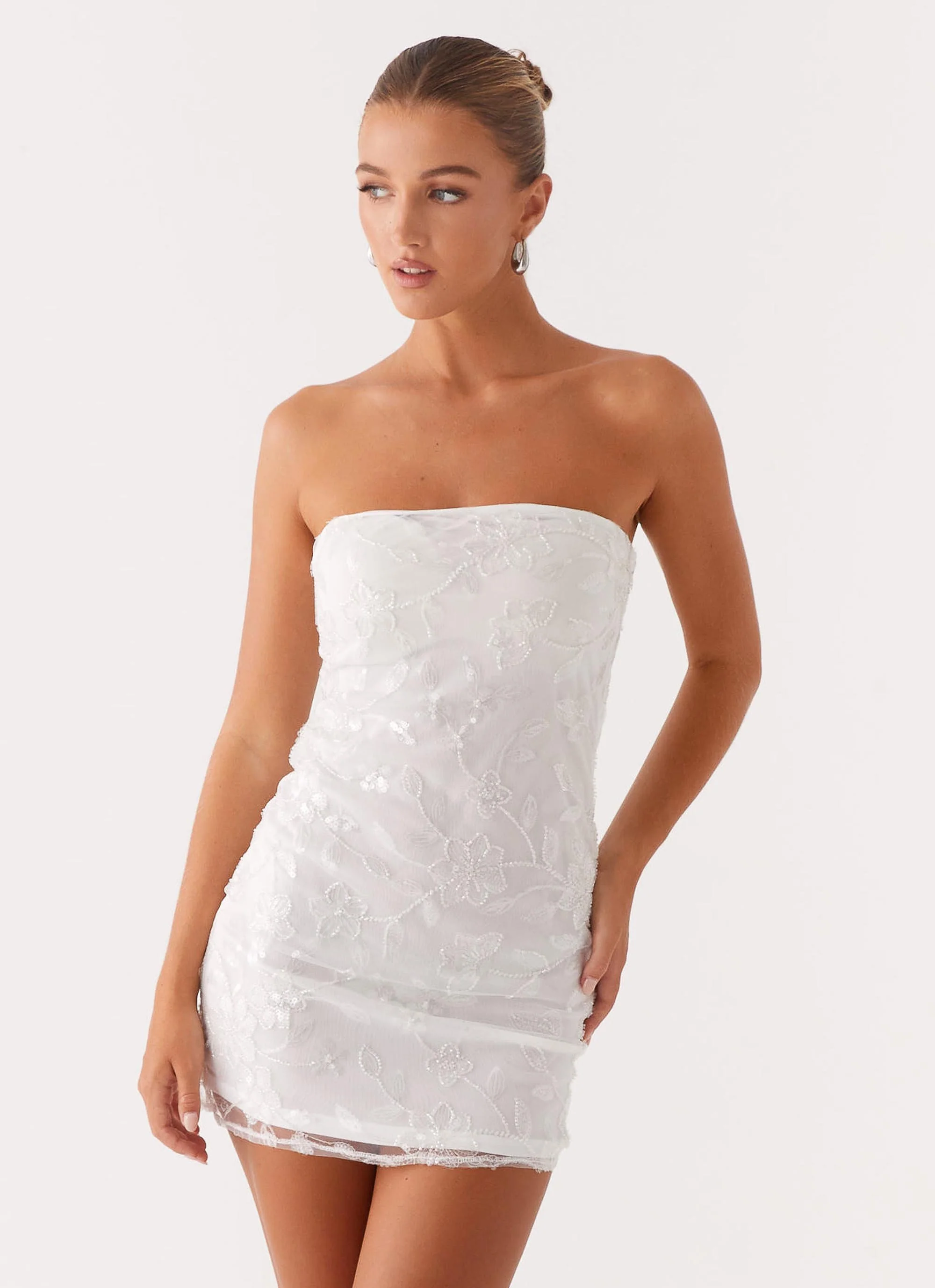Moorey Beaded Mini Dress - White Silver - Image 6