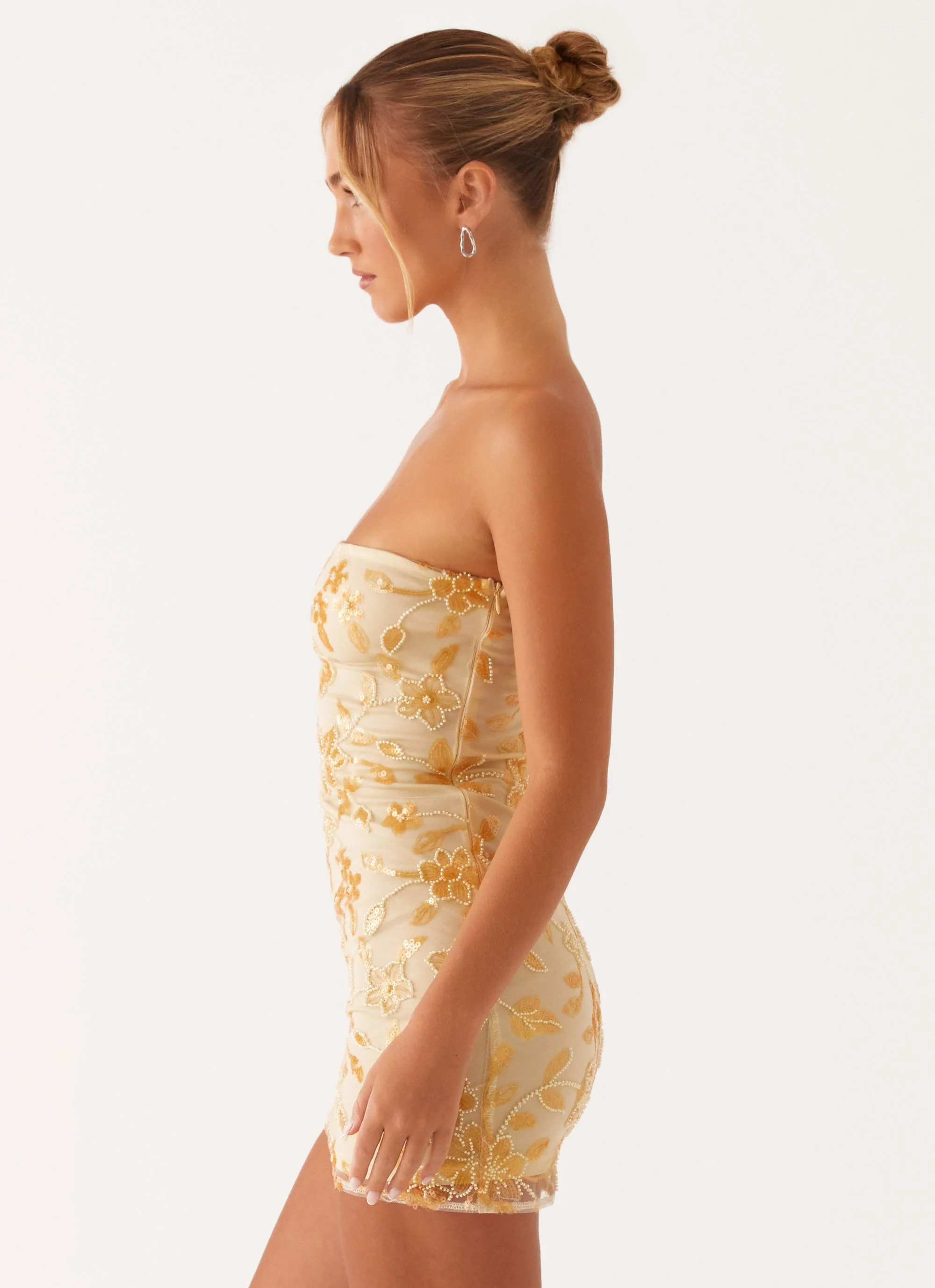 Moorey Beaded Mini Dress - Yellow - Image 3