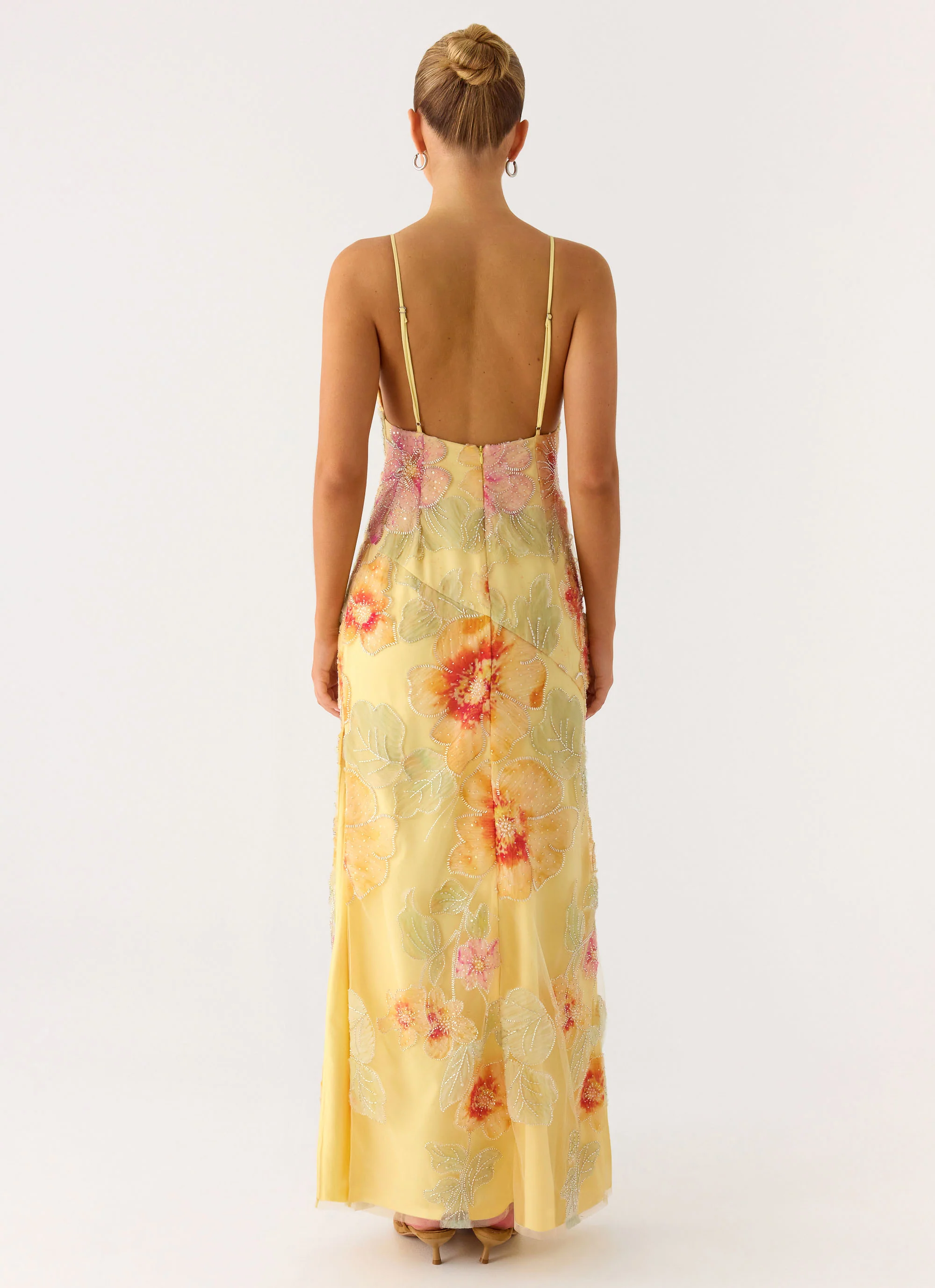 Morning Light Beaded Maxi Dress - Yellow Floral Beaded - Image 2