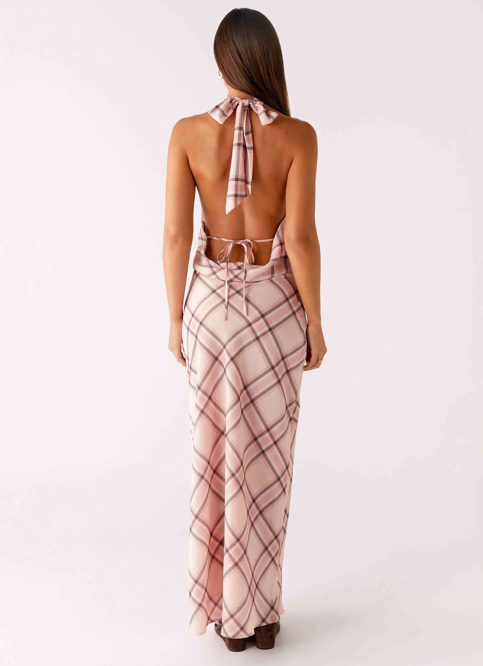 Muse Maxi Dress - Pink Check - Image 3