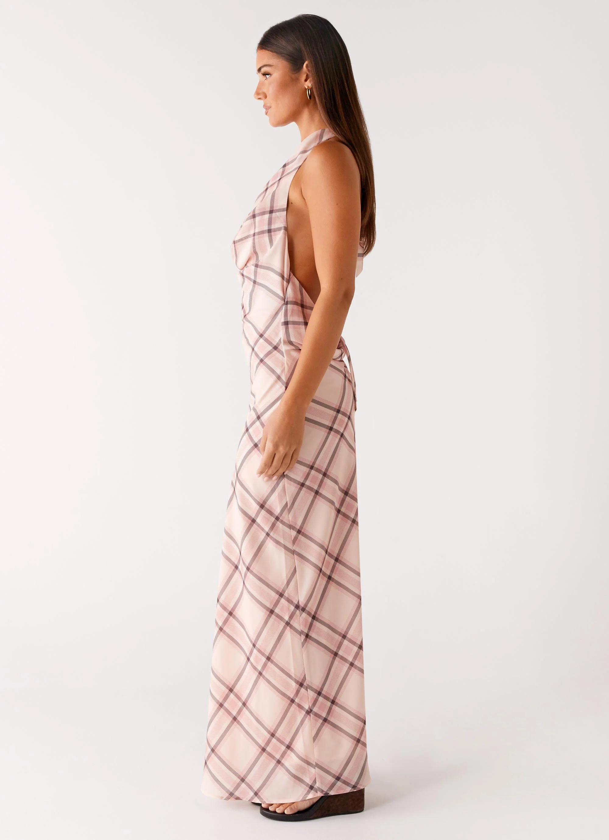 Muse Maxi Dress - Pink Check - Image 4