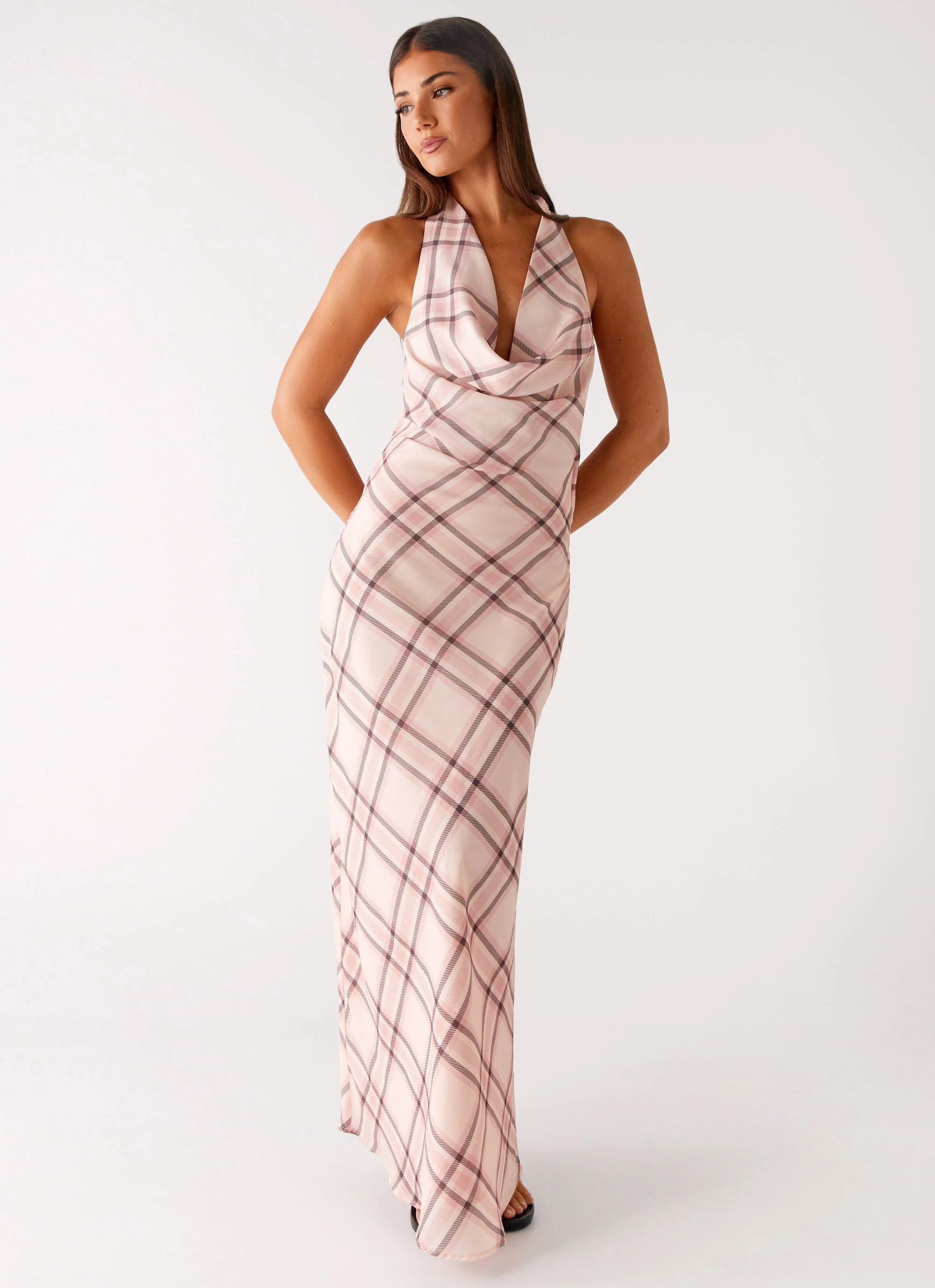 Muse Maxi Dress - Pink Check - Image 5