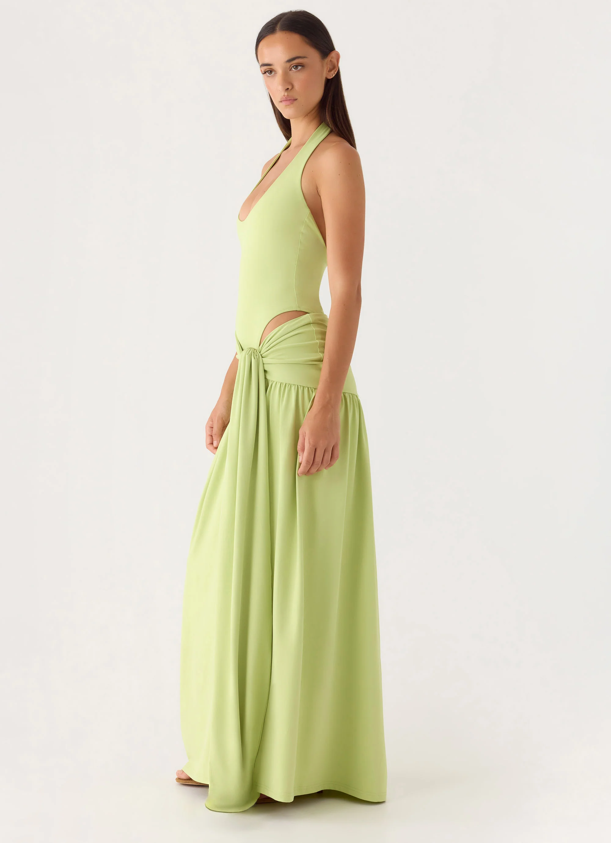 My Answer Bodysuit Maxi Dress - Lime - Image 4