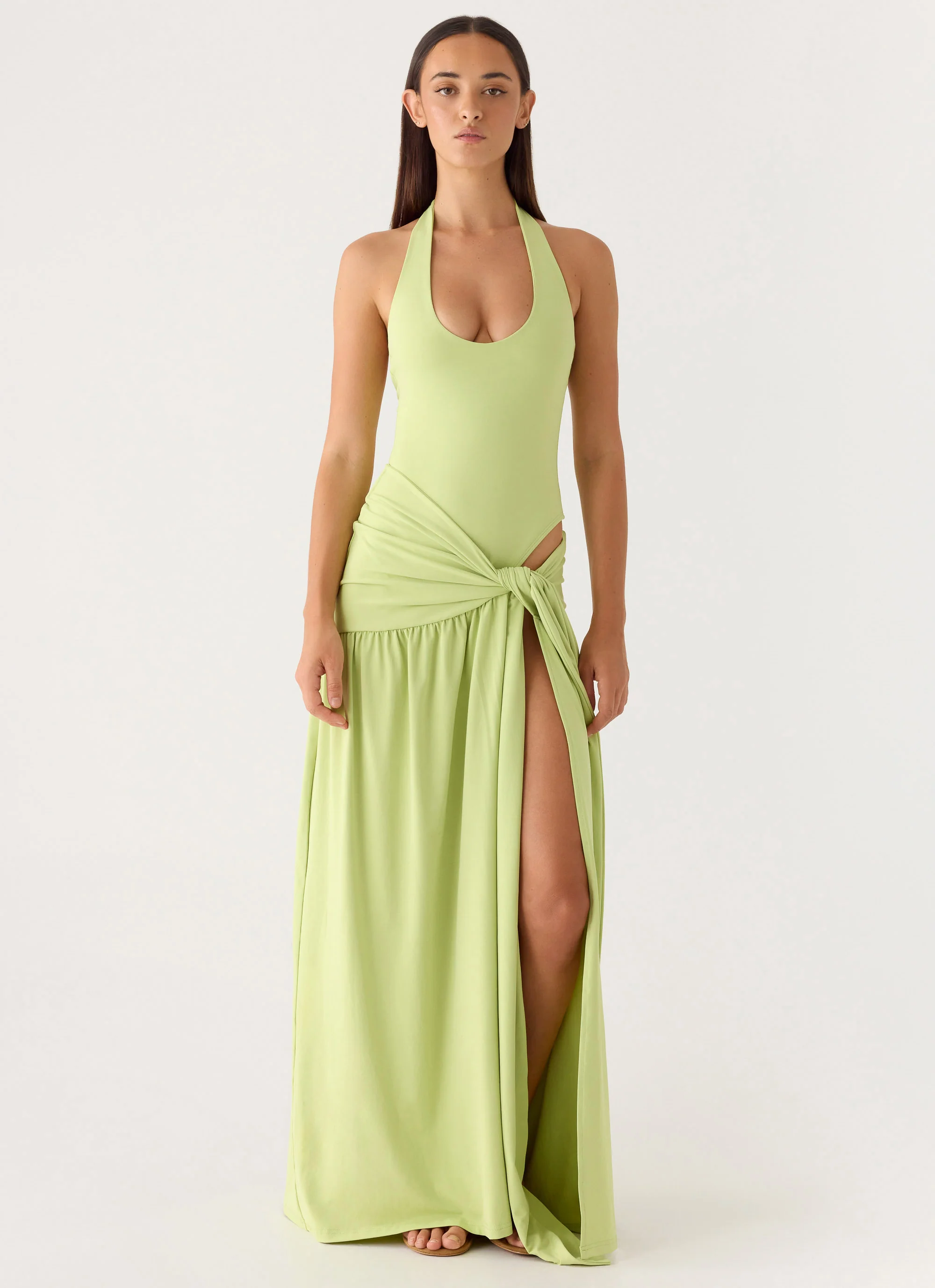 My Answer Bodysuit Maxi Dress - Lime - Image 8