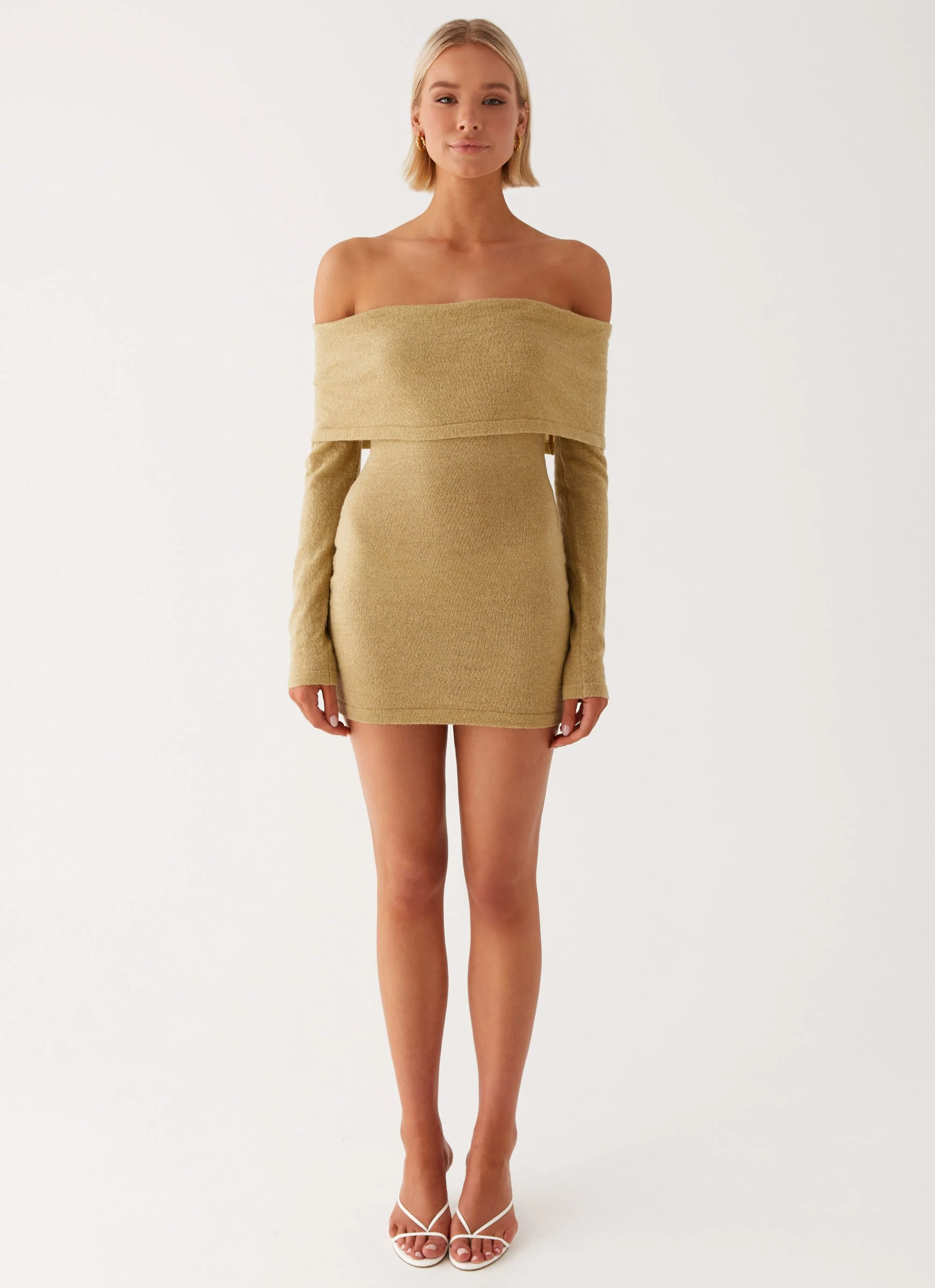 Myla Off Shoulder Mini Dress - Camel - Image 2