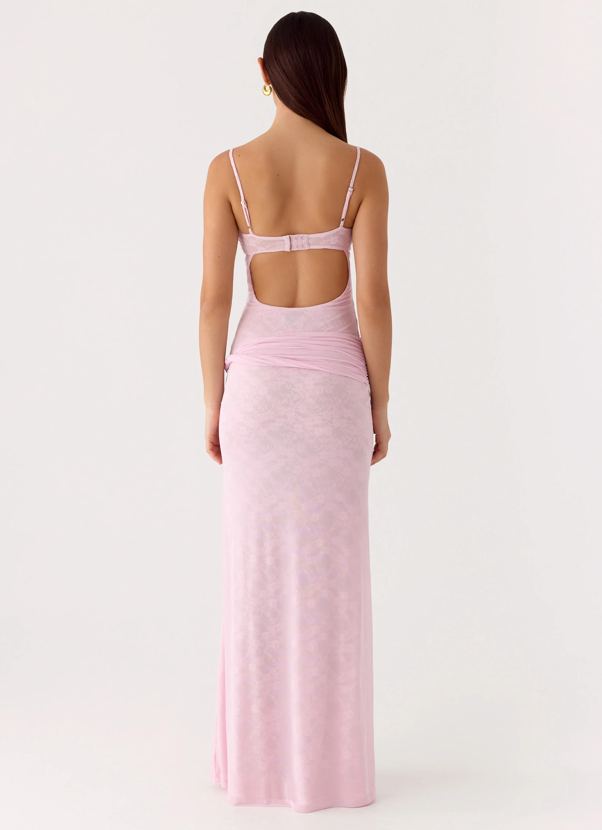Natty Lace Mesh Maxi Dress - Petal Pink - Image 3