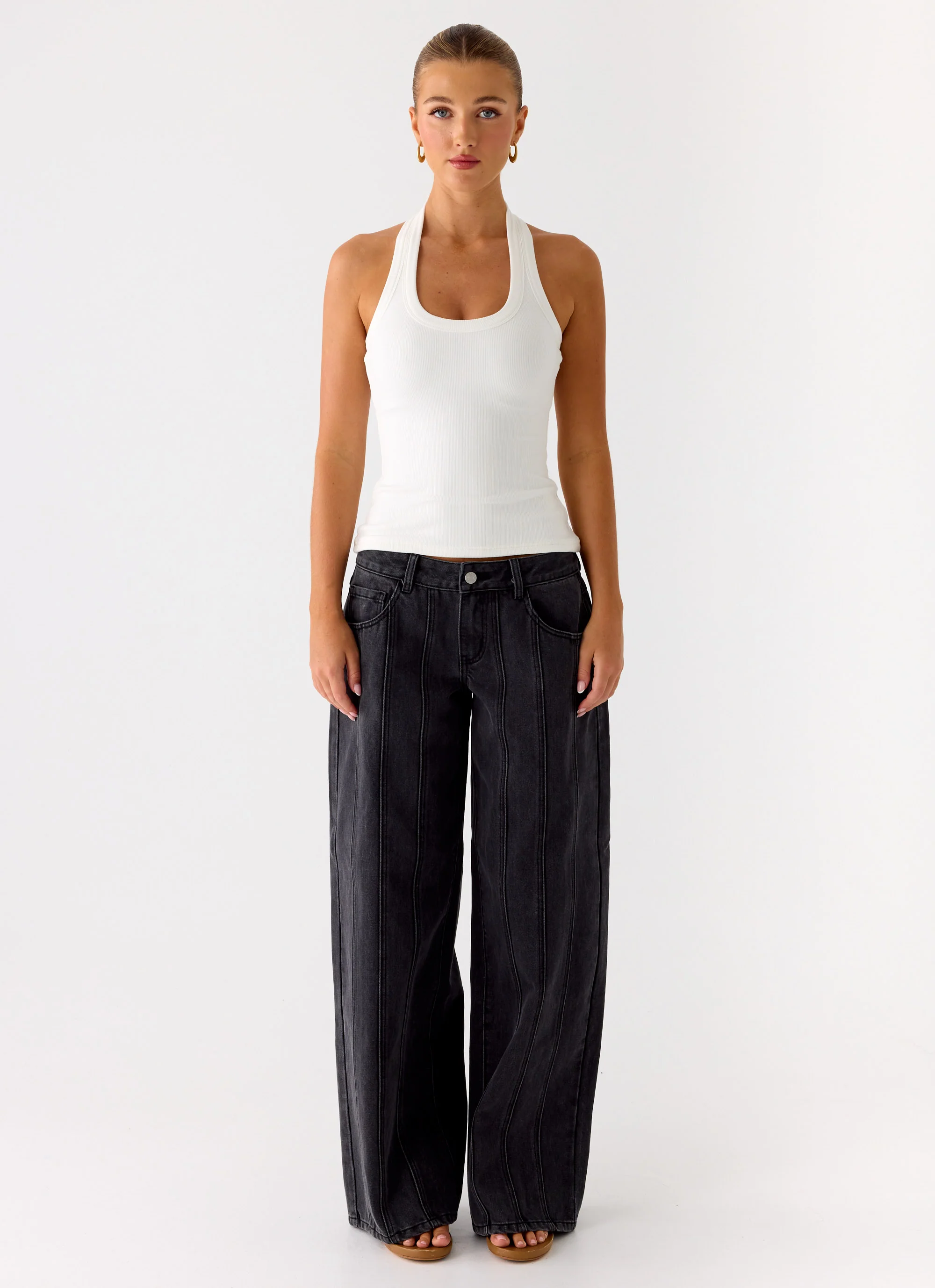 Nauton Ribbed Halter Top - White - Image 6