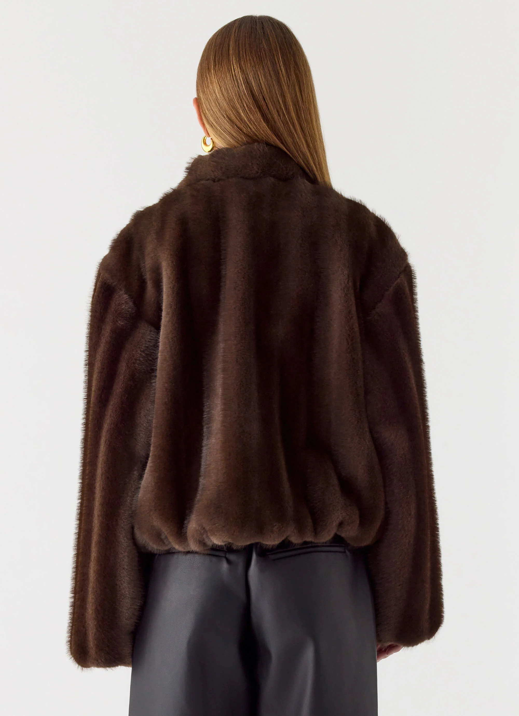Naylor Faux Fur Jacket - Chocolate - Image 6