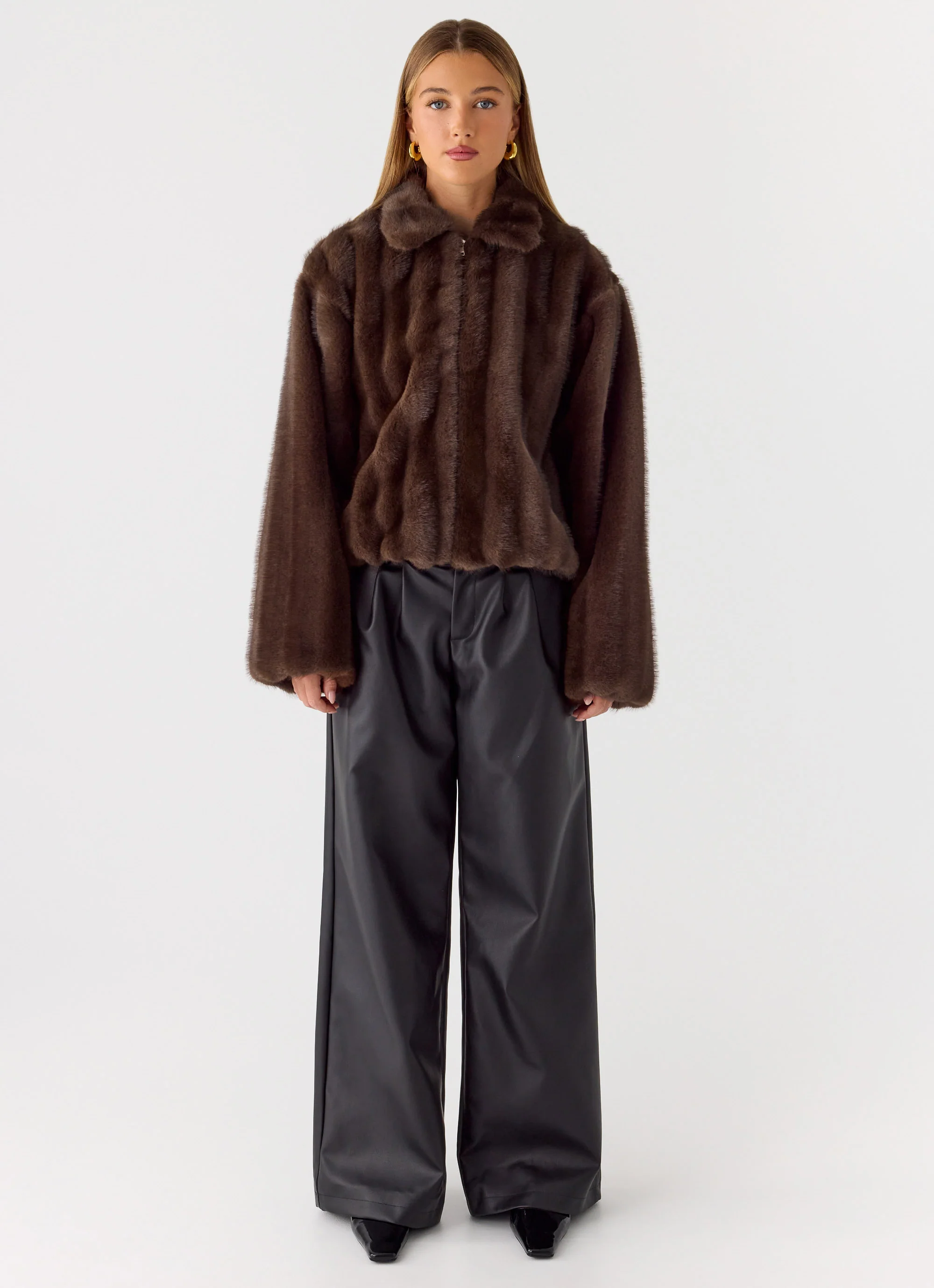 Naylor Faux Fur Jacket - Chocolate - Image 8