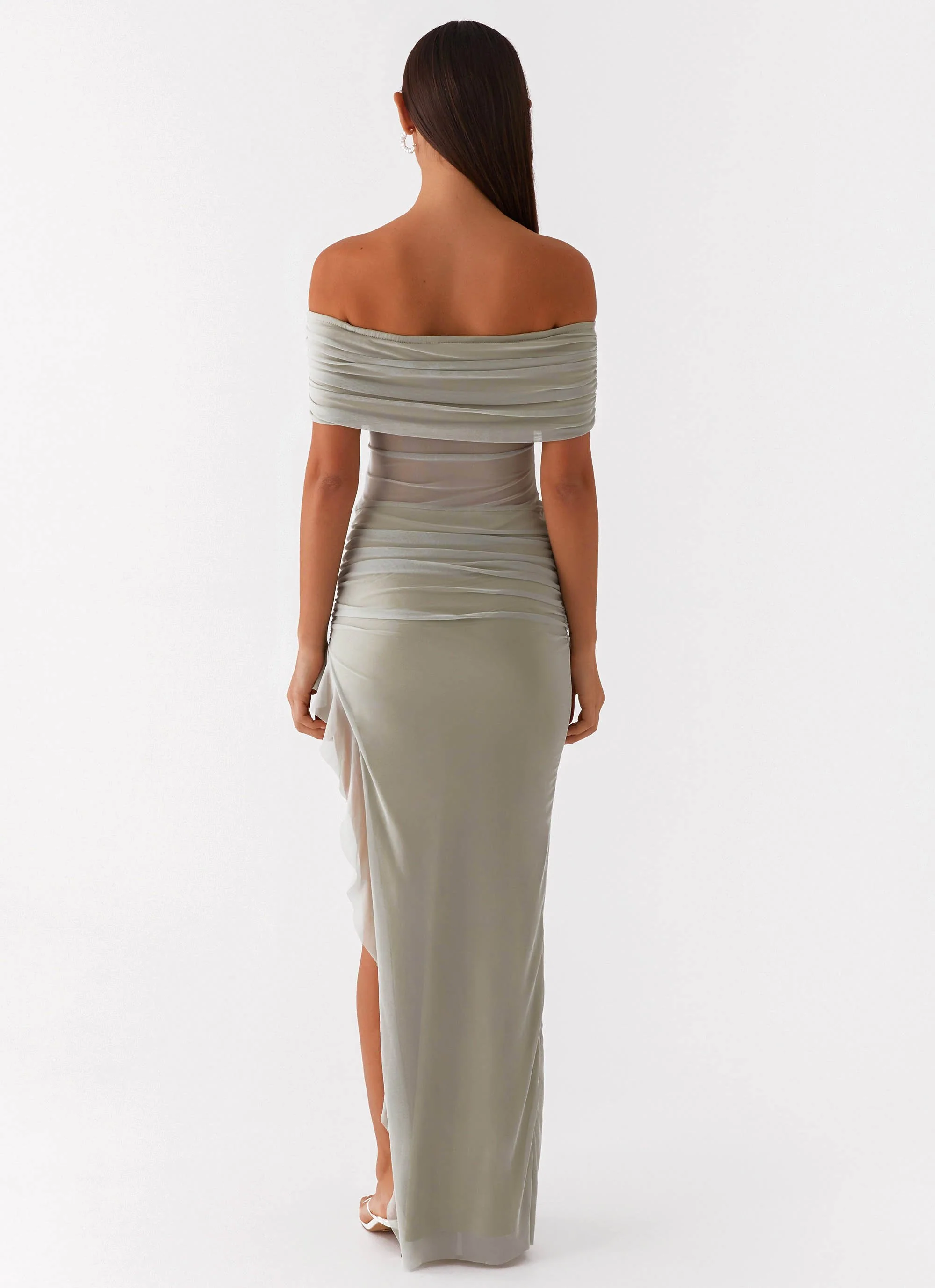 Nelly Off Shoulder Maxi Dress - Pistachio - Image 2