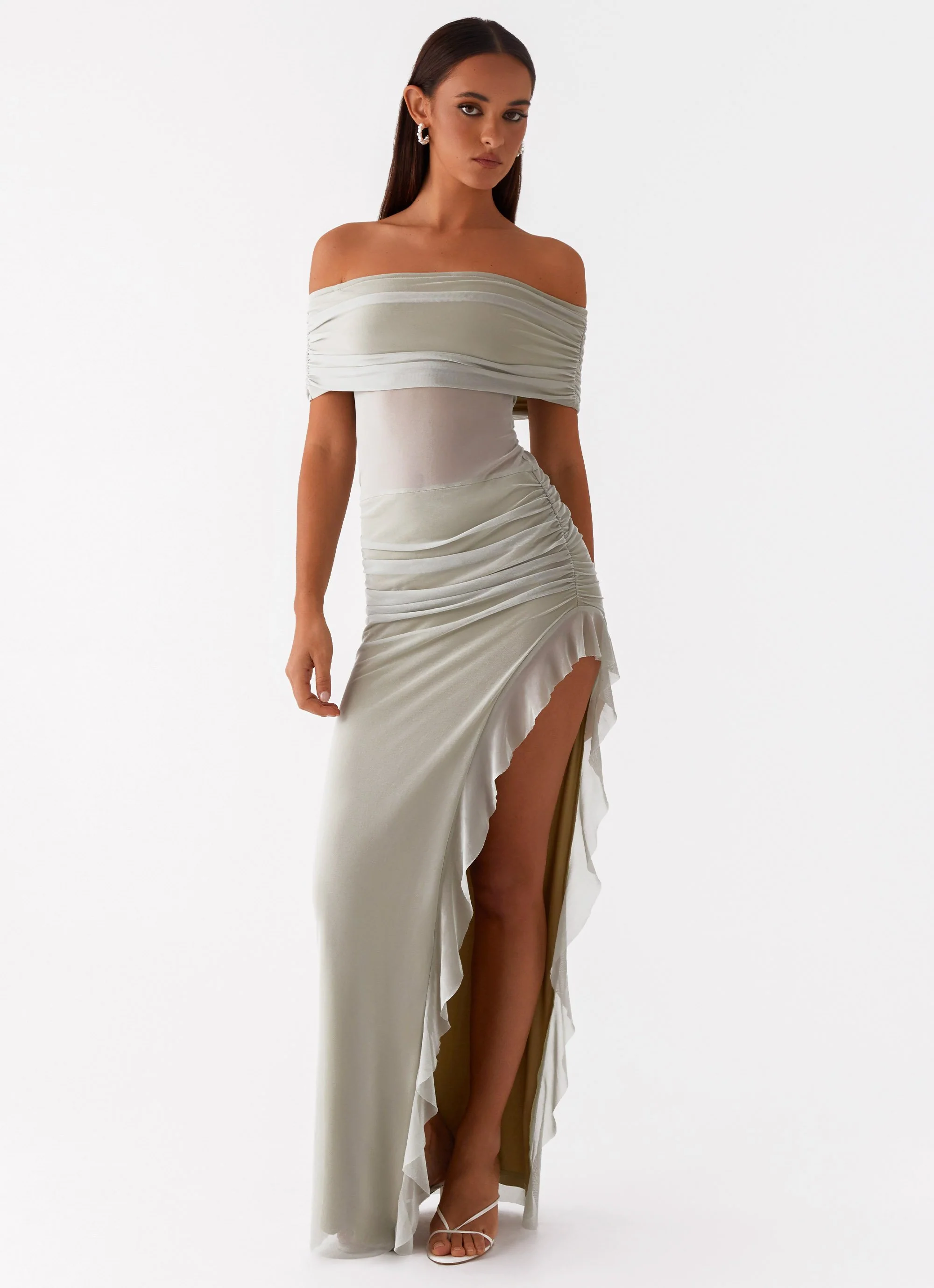 Nelly Off Shoulder Maxi Dress - Pistachio - Image 6