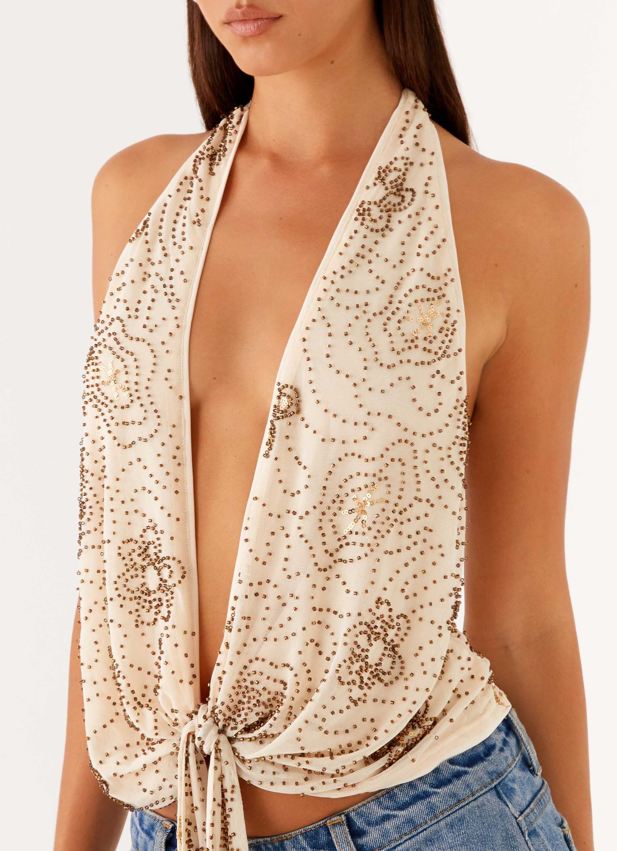 Neptune Halter Top - Light Beige - Image 7