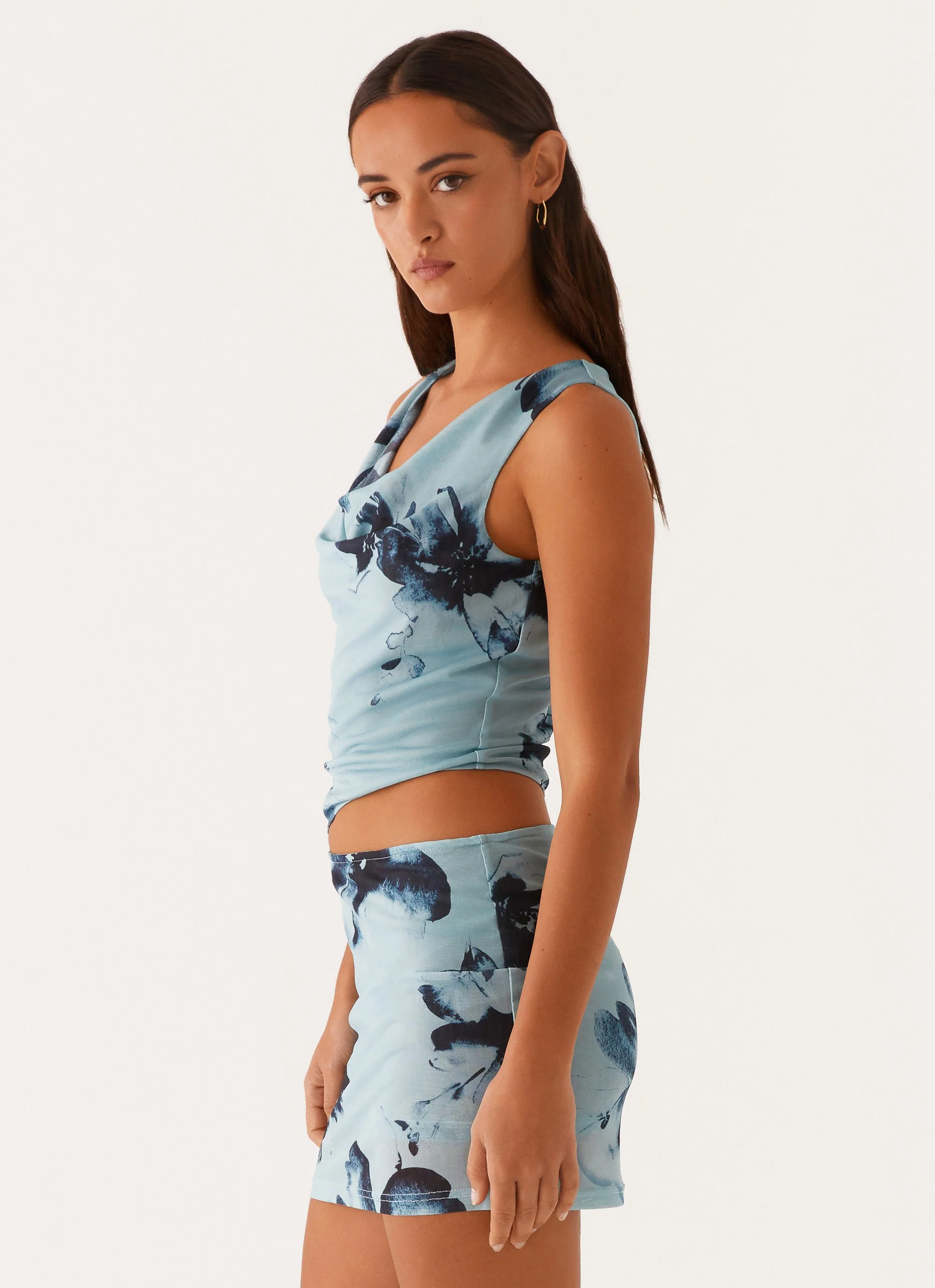 Nicola Mini Dress - Blue Black Floral - Image 3