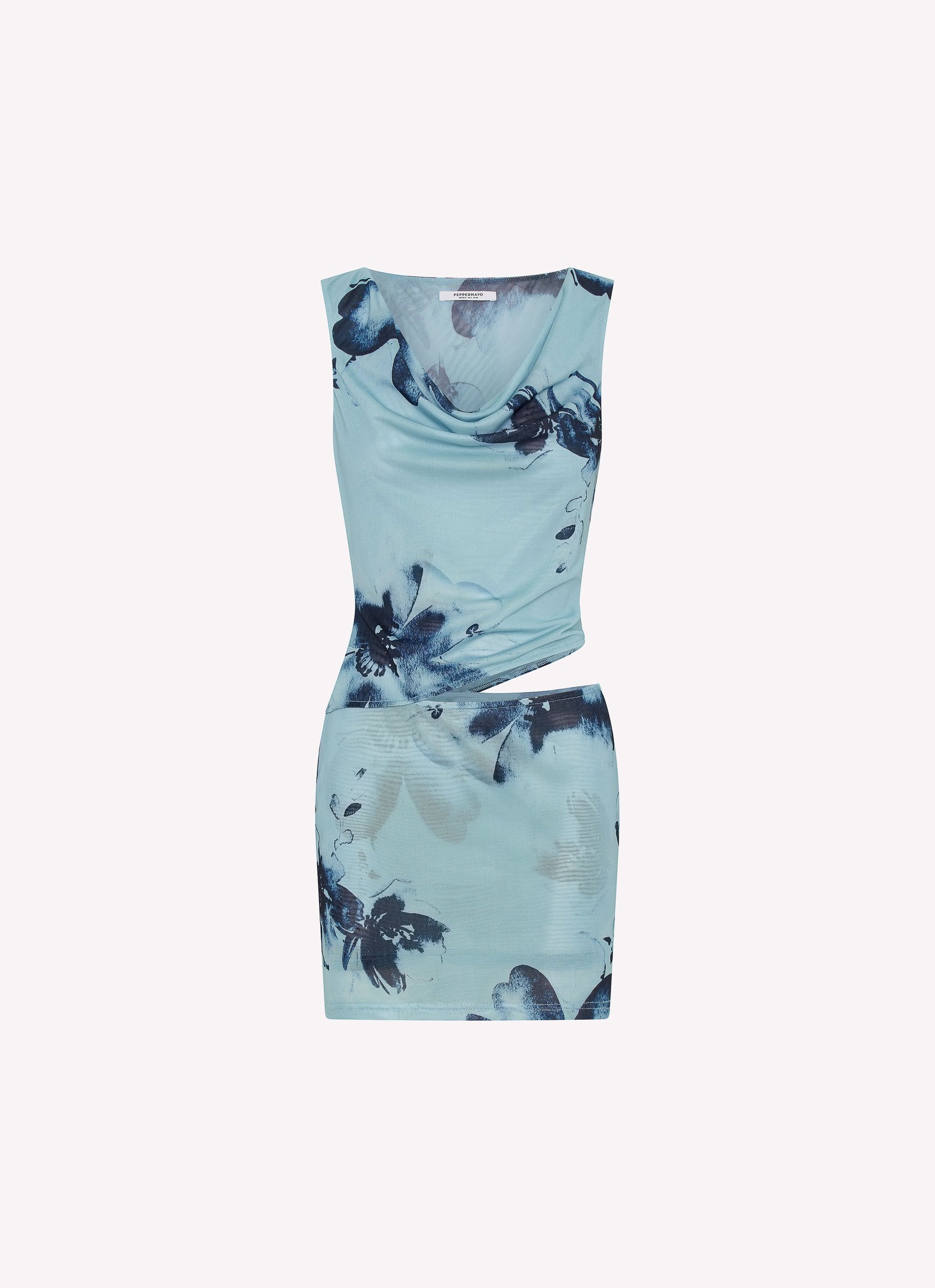 Nicola Mini Dress - Blue Black Floral - Image 7