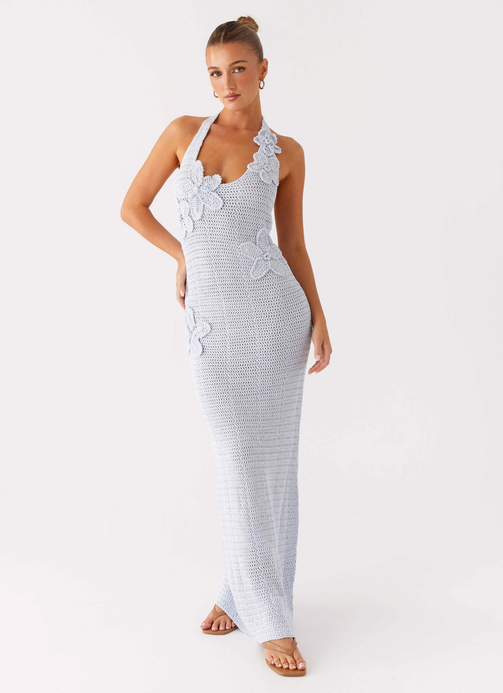 Novalee Flower Crochet Maxi Dress - Blue - Image 5
