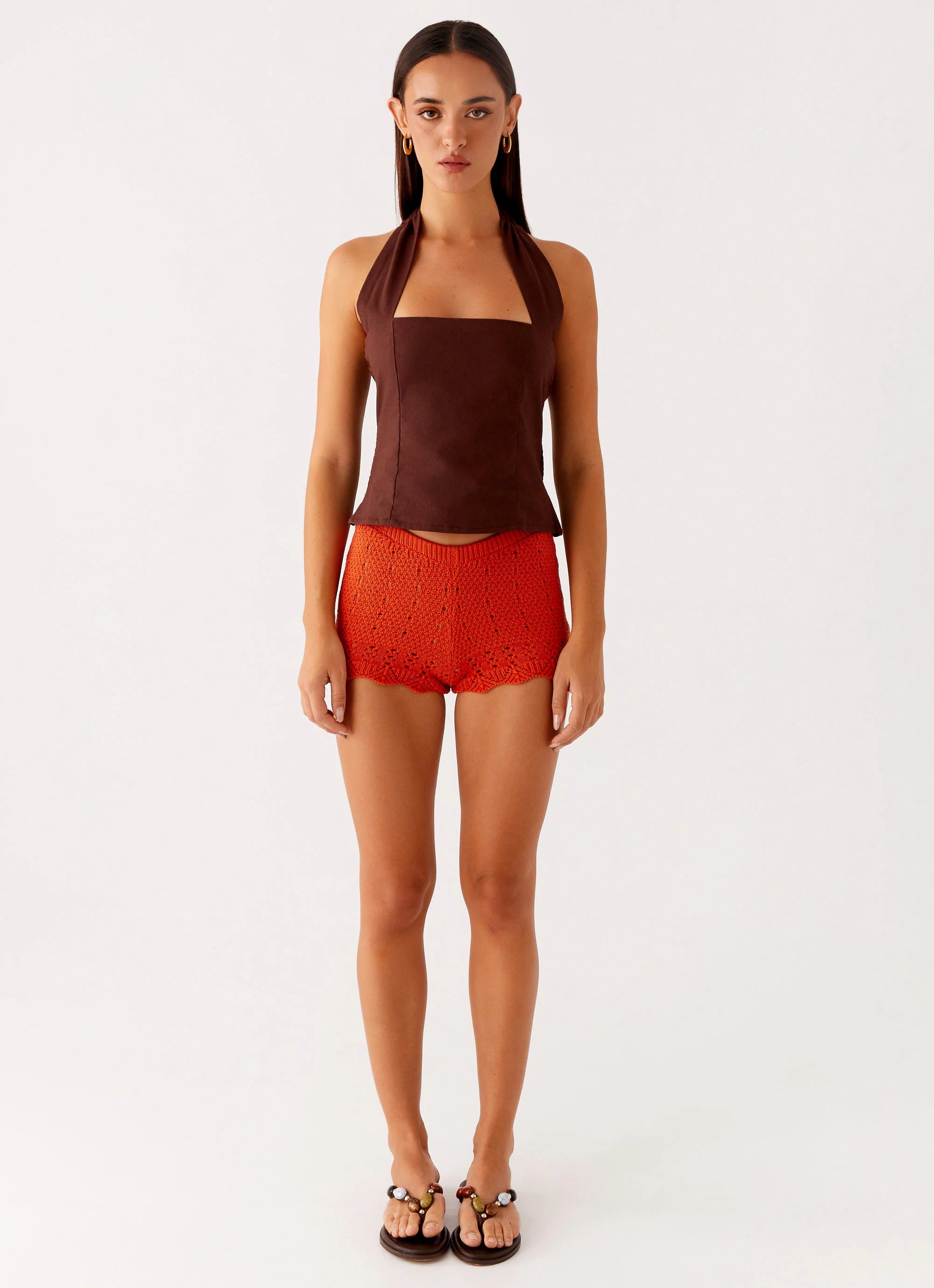 Oakley Low Rise Mini Shorts - Orange - Image 2