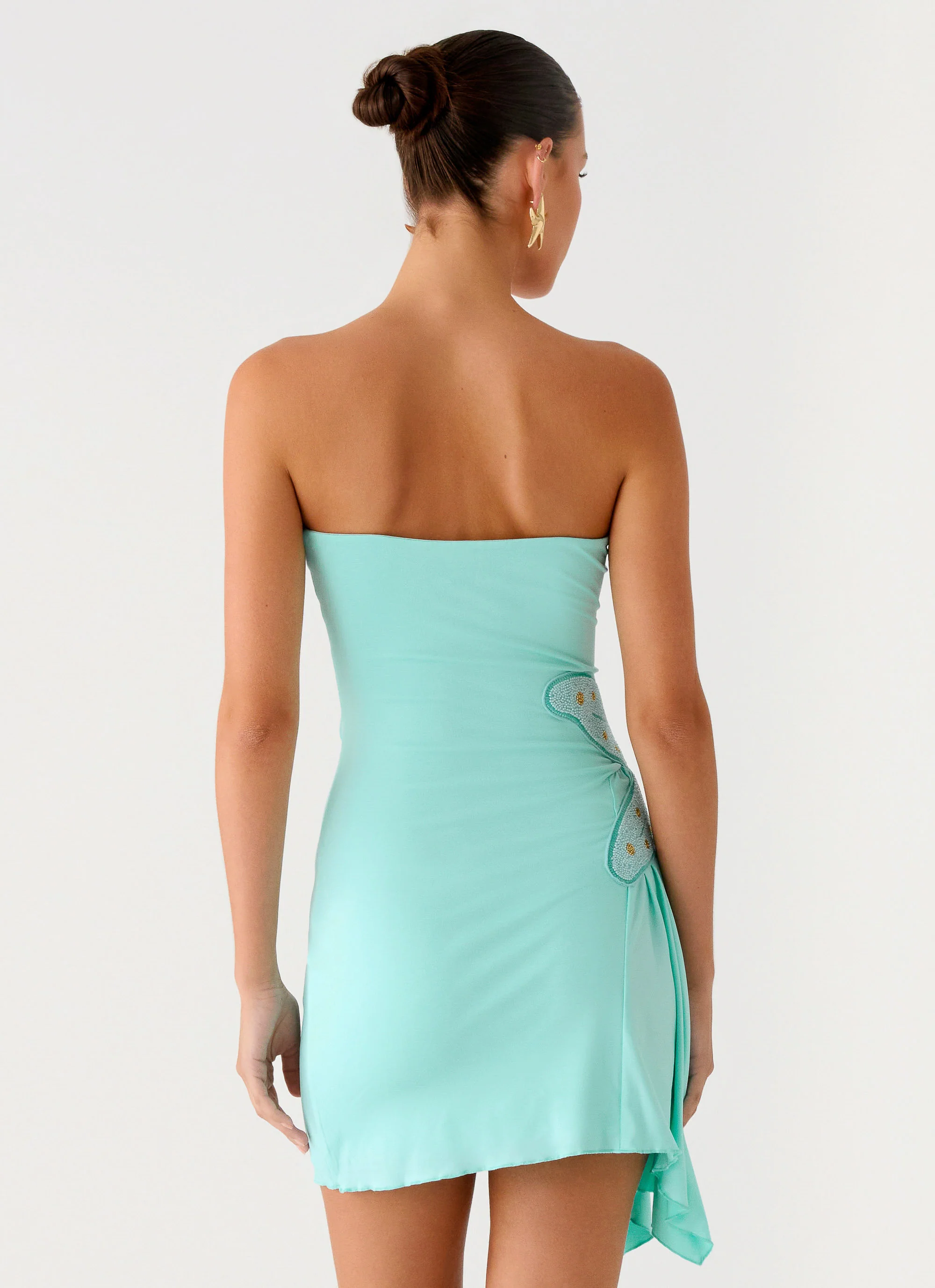 Ocean Dream Strapless Mini Dress - Turquoise - Image 3