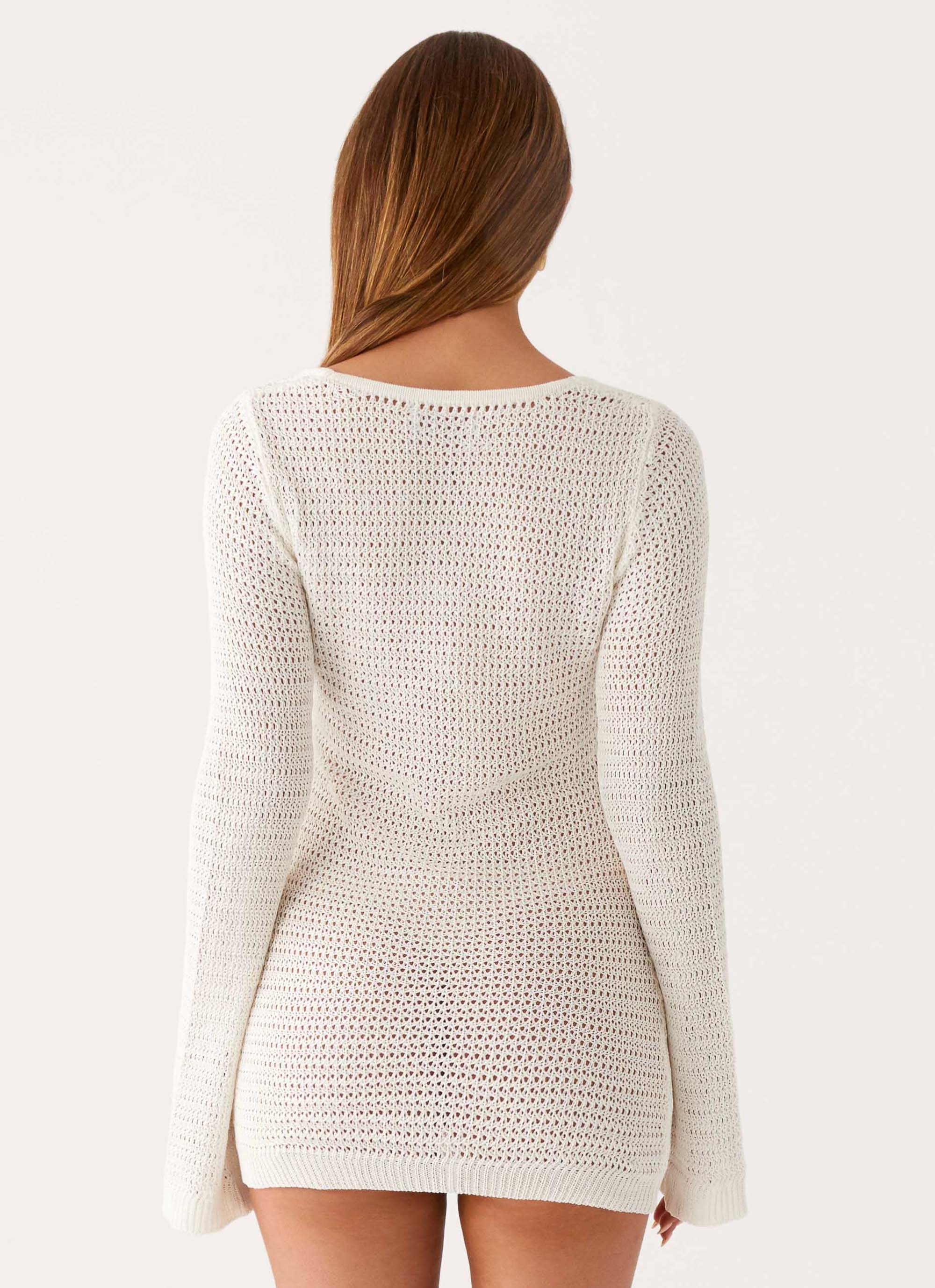 Ocean Drift Long Sleeve Mini Dress - Ivory - Image 3