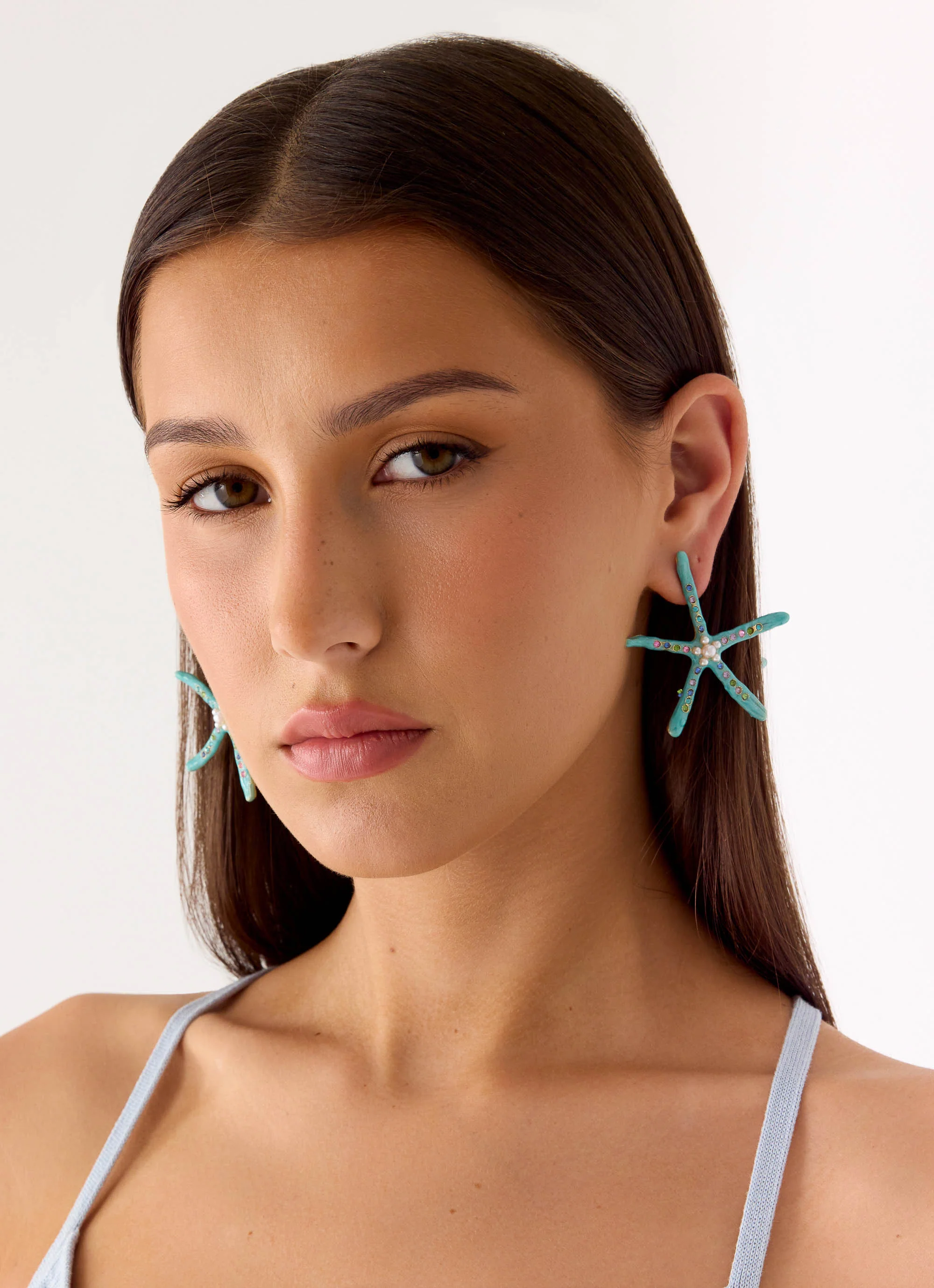 Ocean Glint Earrings - Blue - Image 4