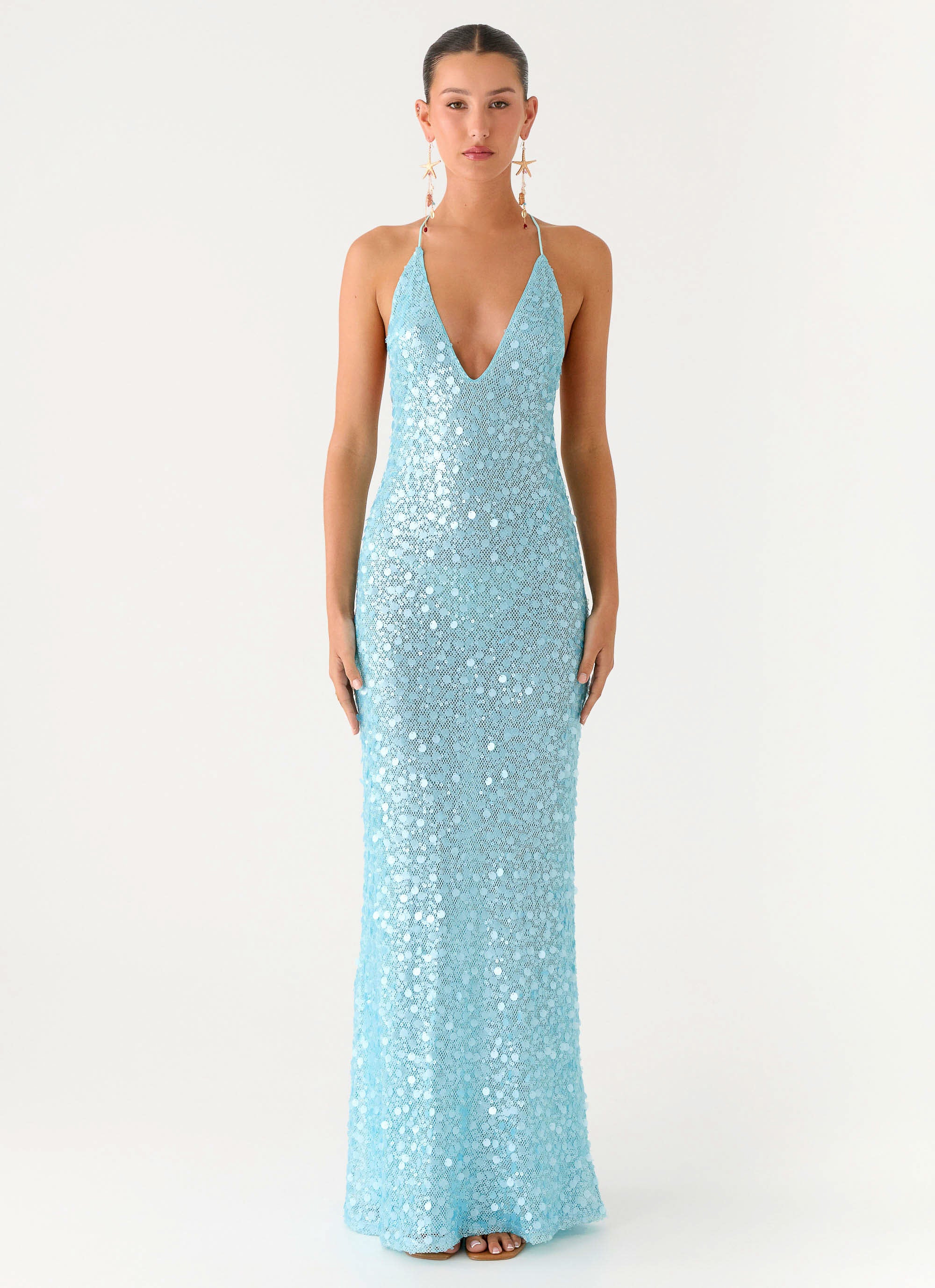 Ocean Views Sequin Maxi Dress - Blue - Image 4