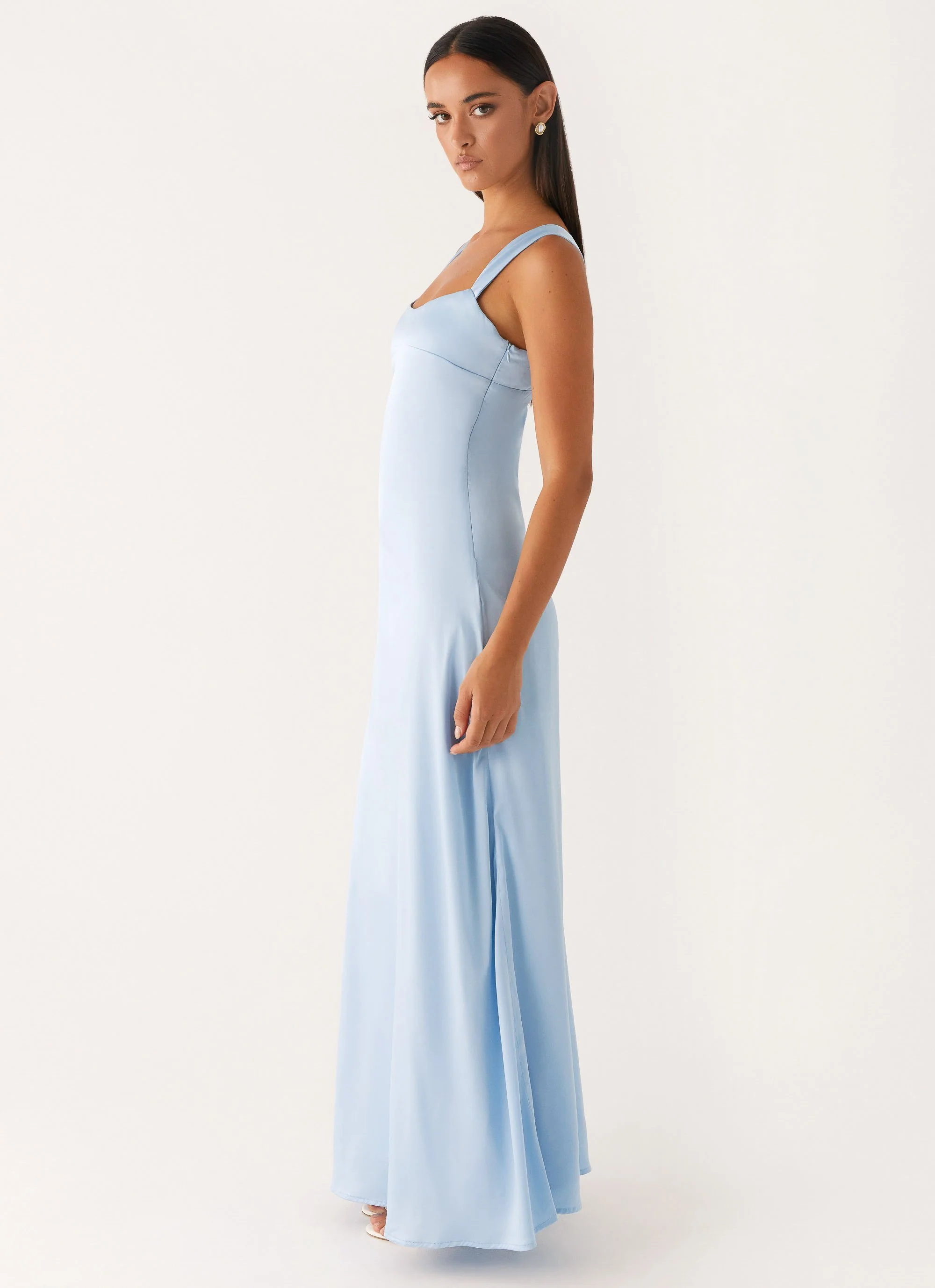 Odette Satin Maxi Dress - Blue - Image 3