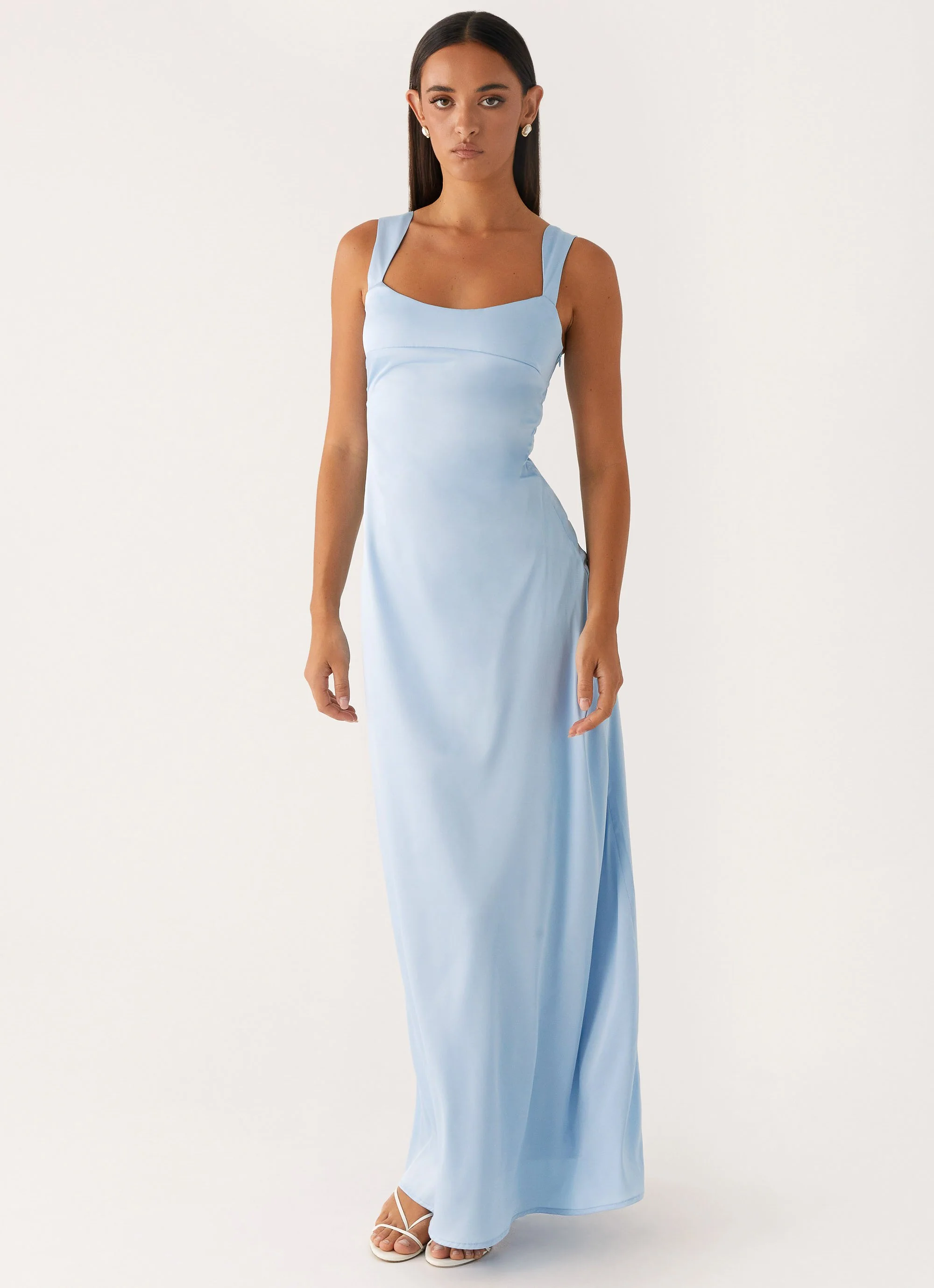 Odette Satin Maxi Dress - Blue - Image 6