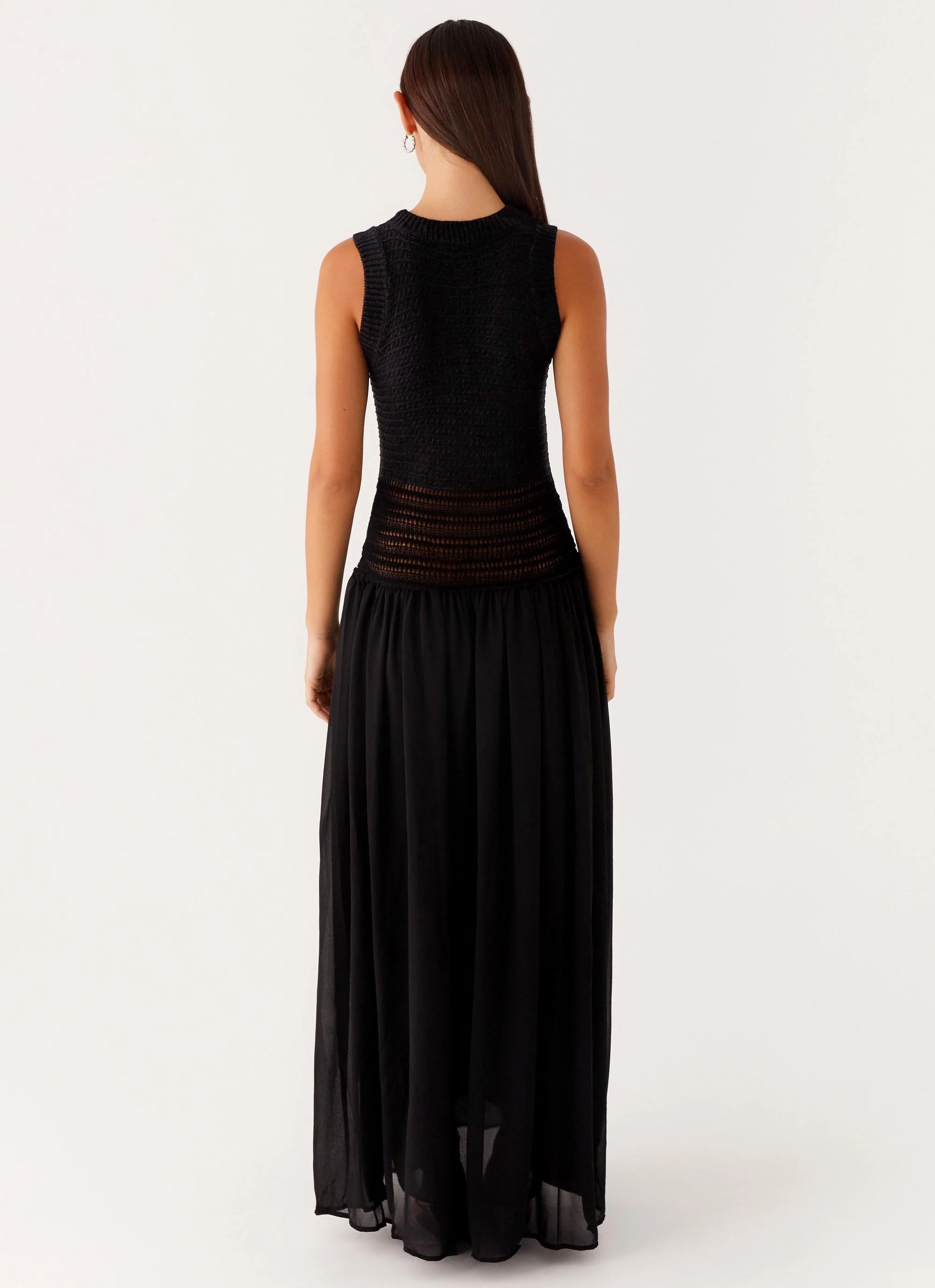 Off Grid Crochet Maxi Dress - Black - Image 4