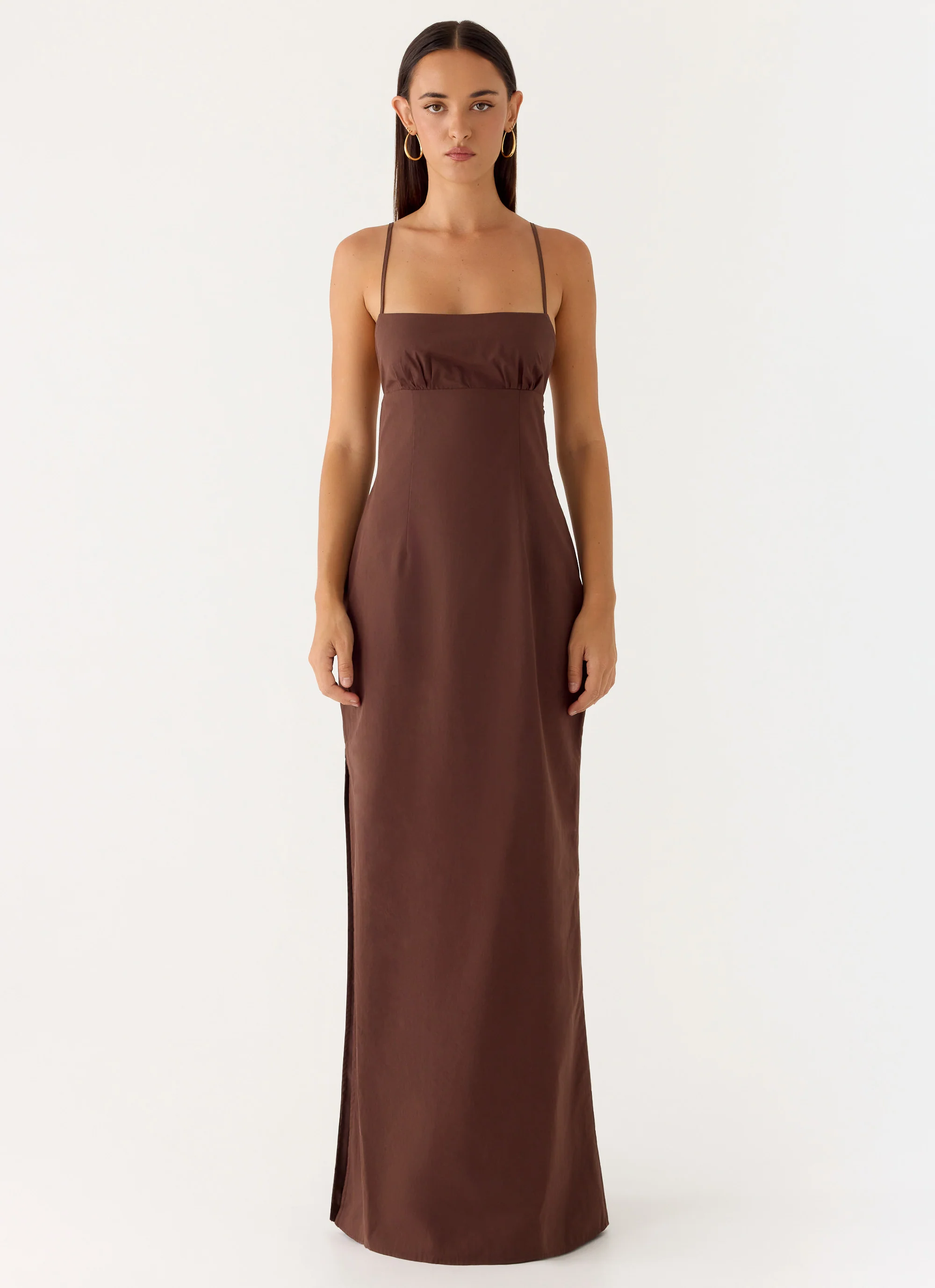 Off The Table Linen Maxi Dress - Chocolate - Image 2