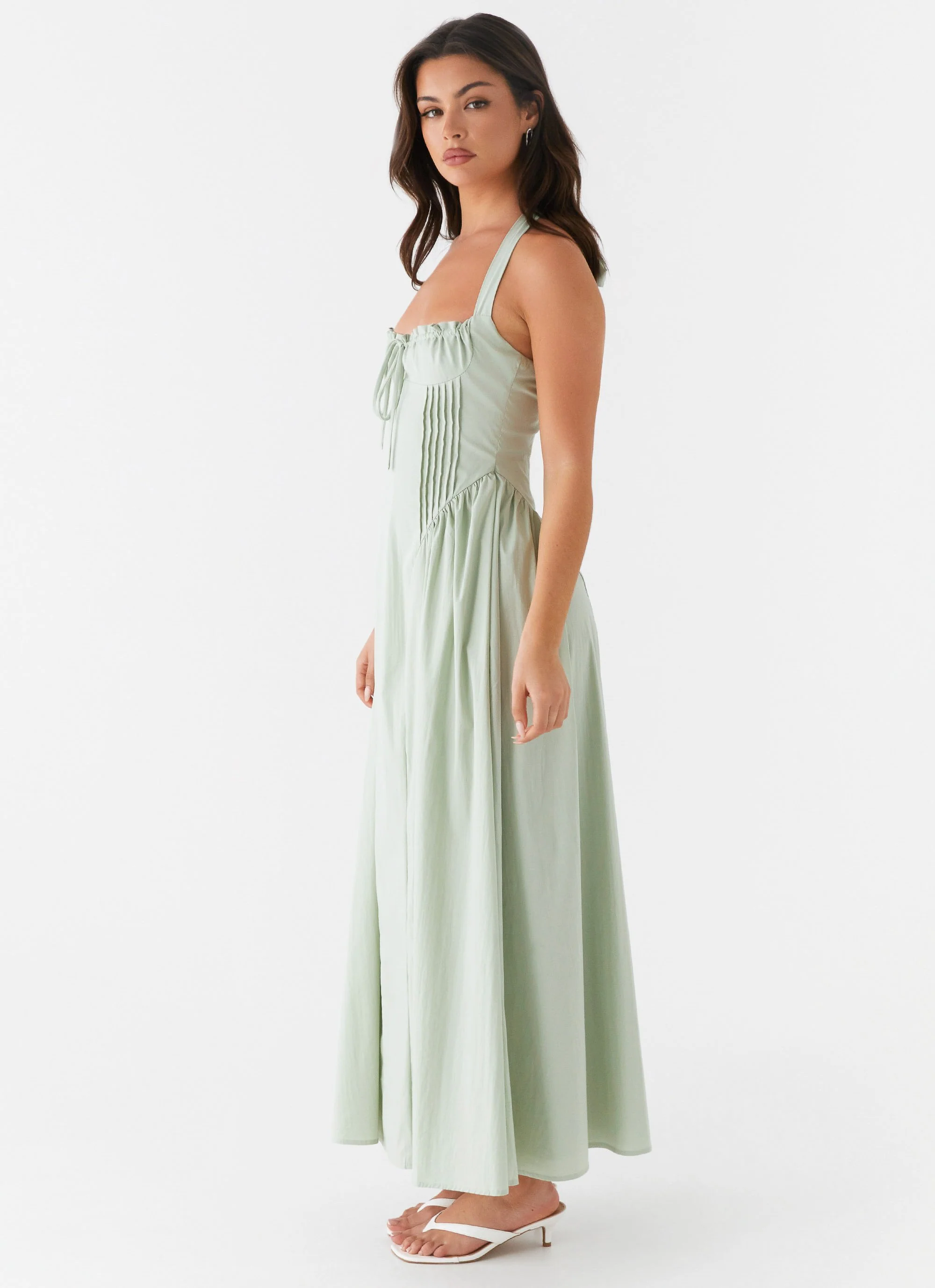 Olenna Halterneck Midi Dress - Sage - Image 3