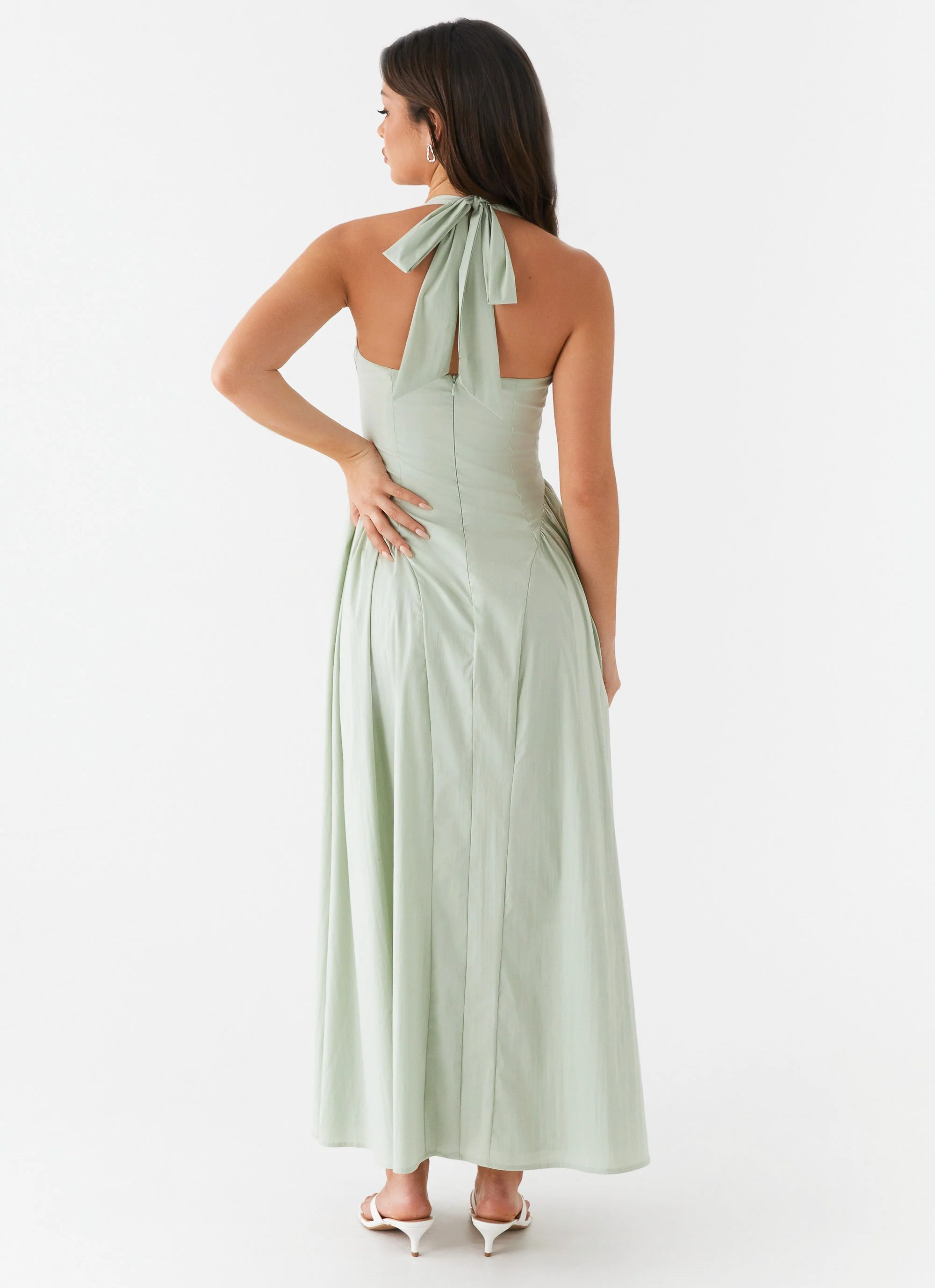 Olenna Halterneck Midi Dress - Sage - Image 4