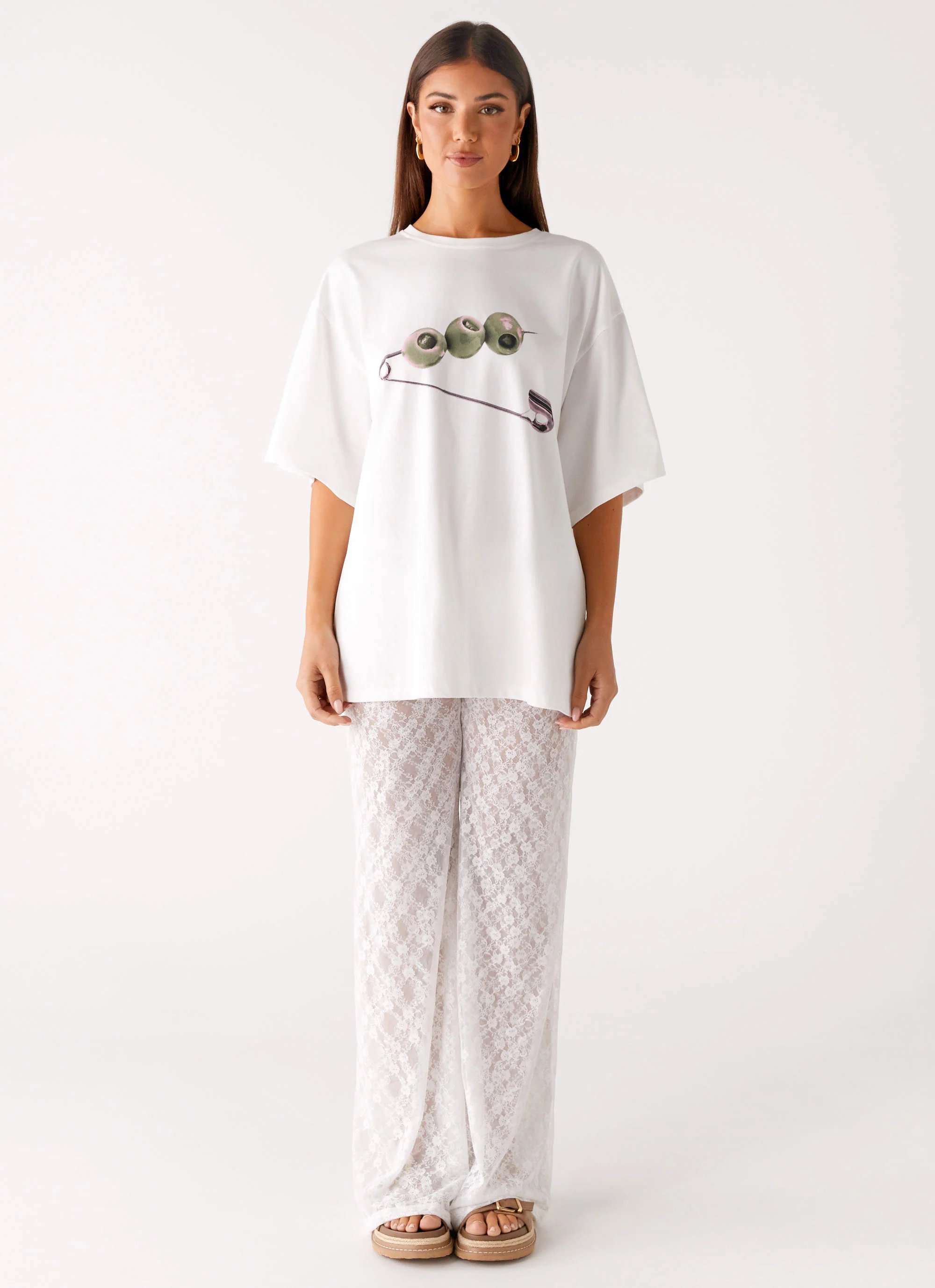 Olive Oversized Tee - White - Image 8