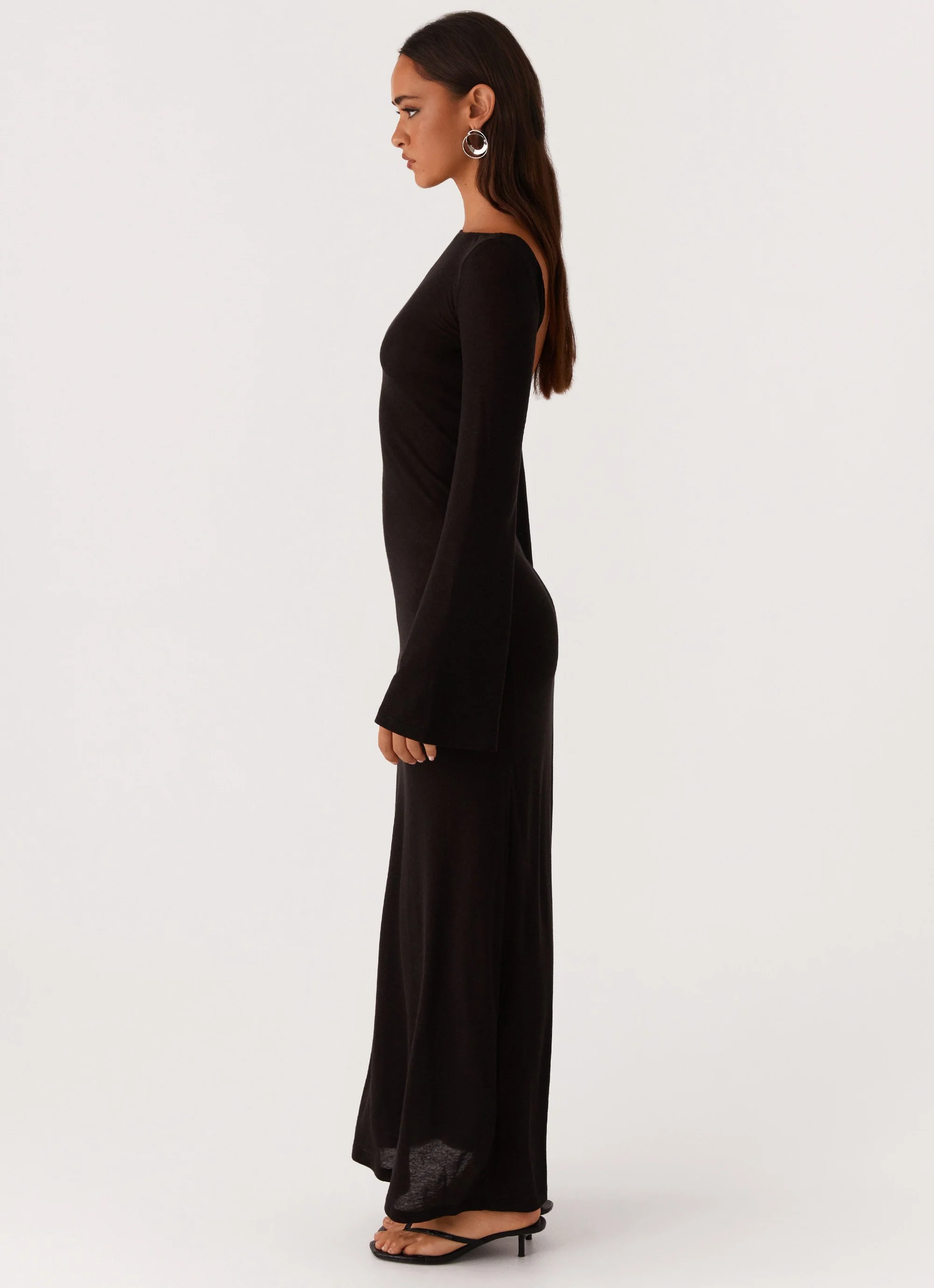 Olivia Long Sleeve Maxi Dress - Black - Image 4