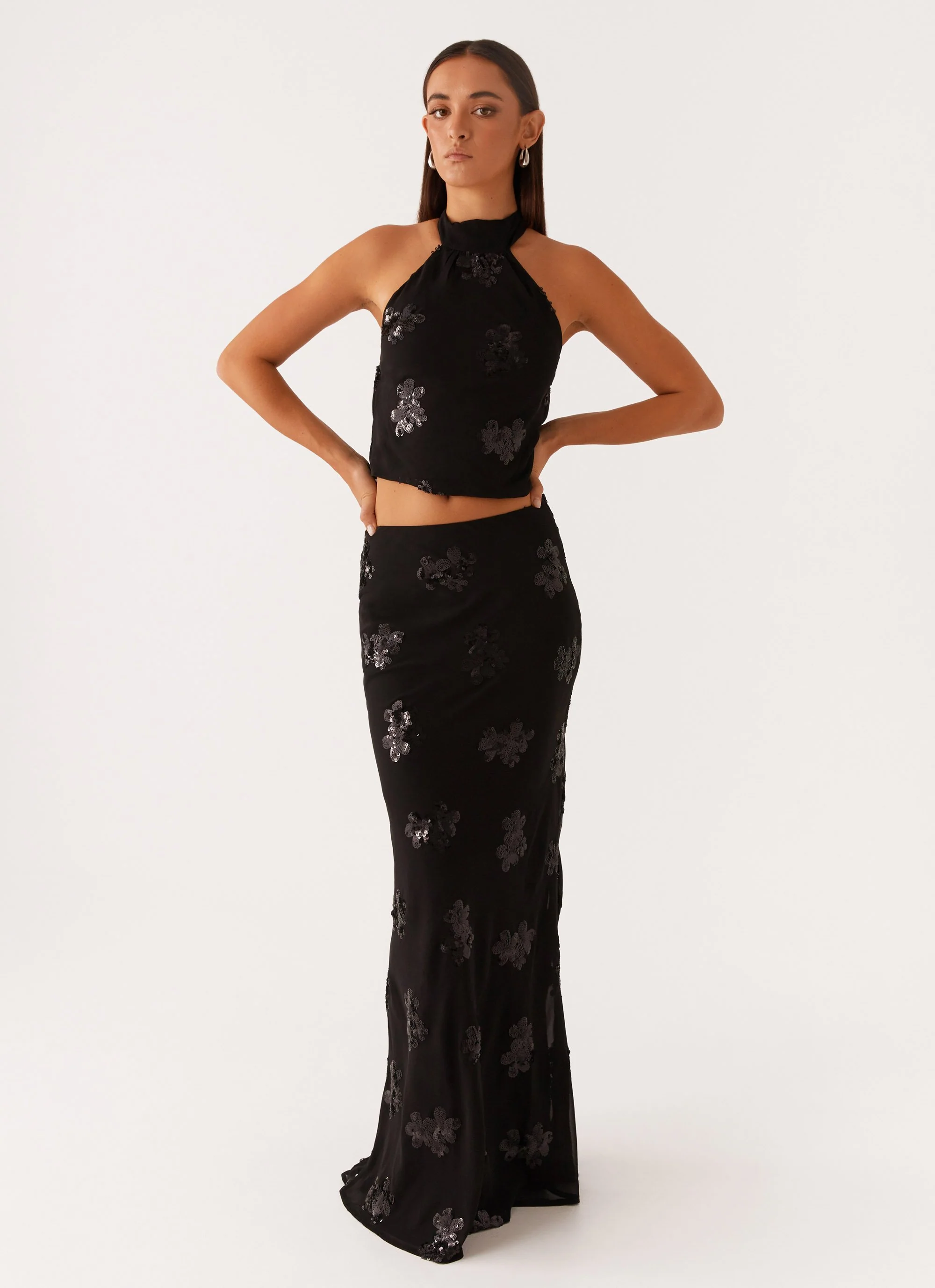 Only Girl Sequin Maxi Skirt - Black - Image 6