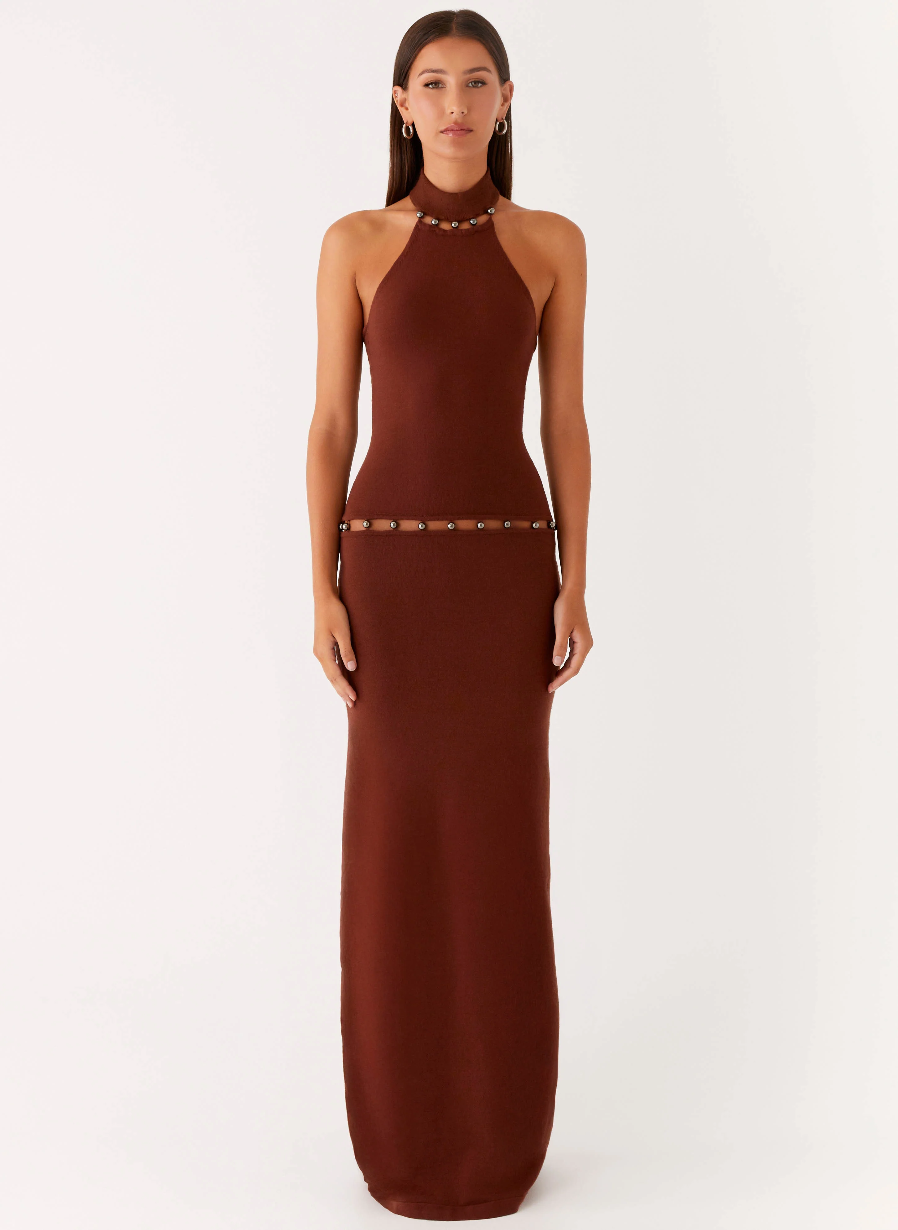 Opaline Knit Maxi Dress - Chocolate - Image 5