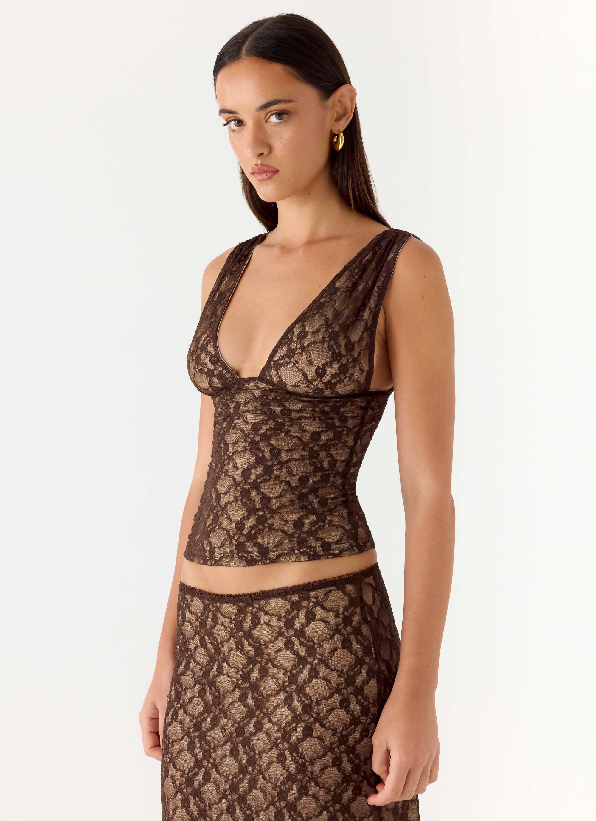 Options Lace Top - Chocolate - Image 8