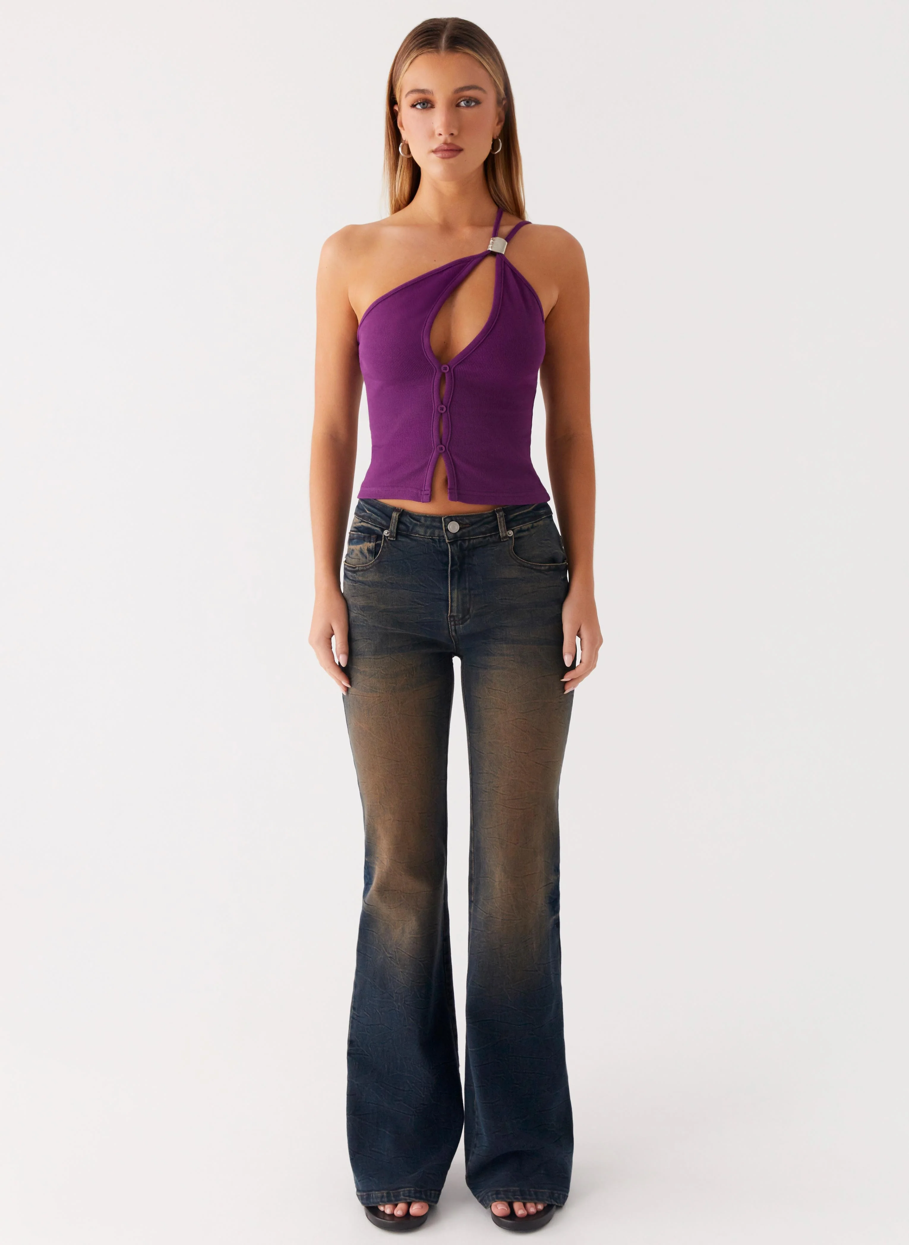 Oregon Flared Denim Jeans - Dirty Black Wash - Image 2