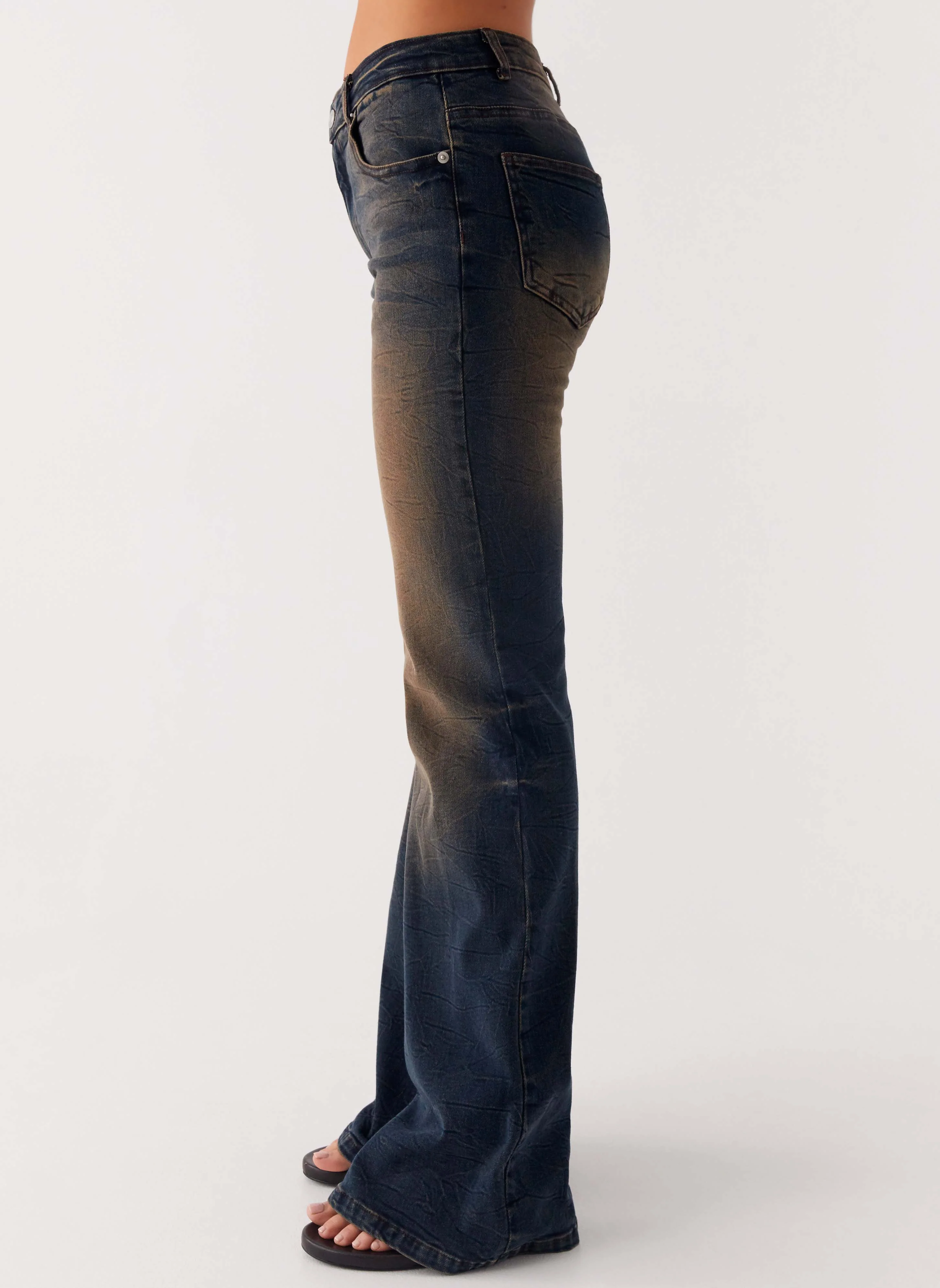 Oregon Flared Denim Jeans - Dirty Black Wash - Image 4