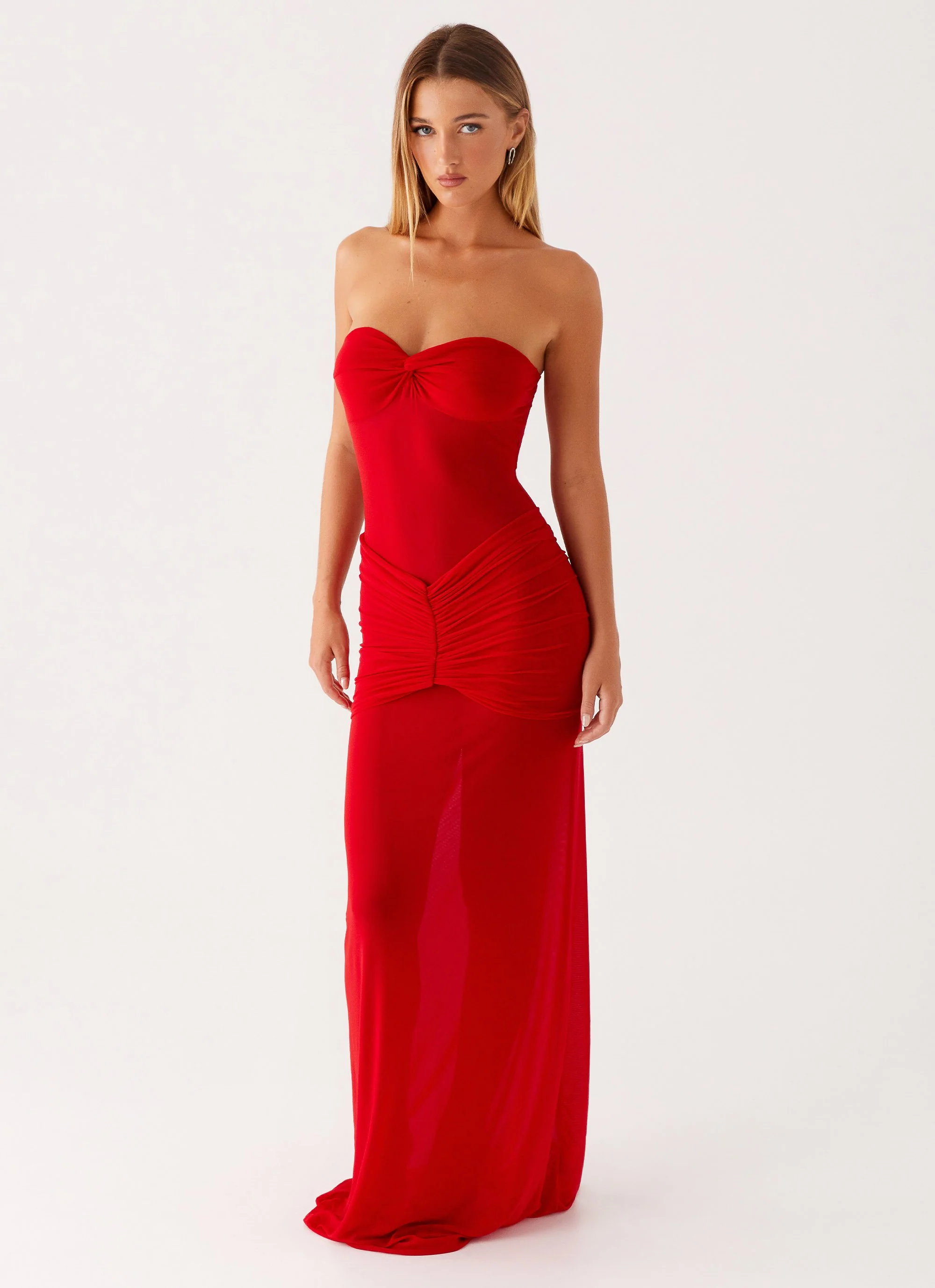 Ottilie Mesh Maxi Dress - Red - Image 5