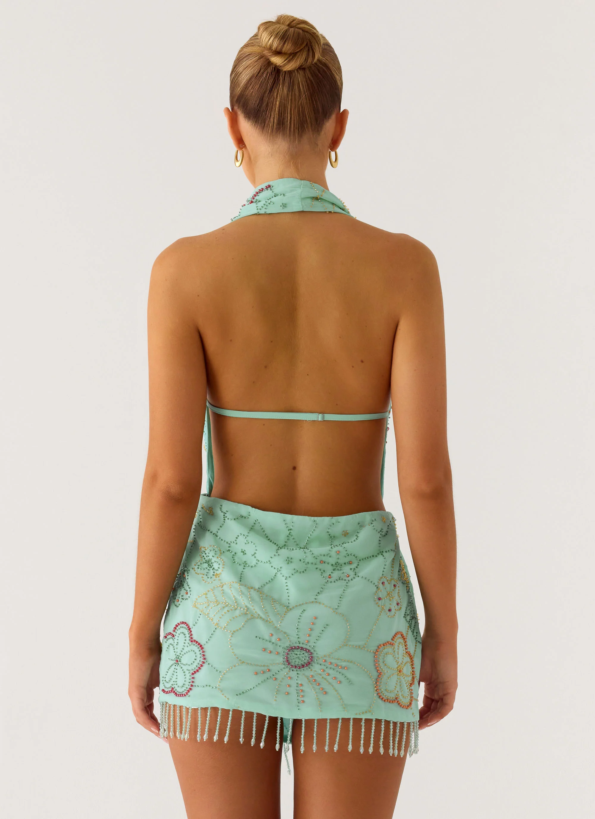 Outlaw Beaded Mini Dress - Mint Aqua - Image 3
