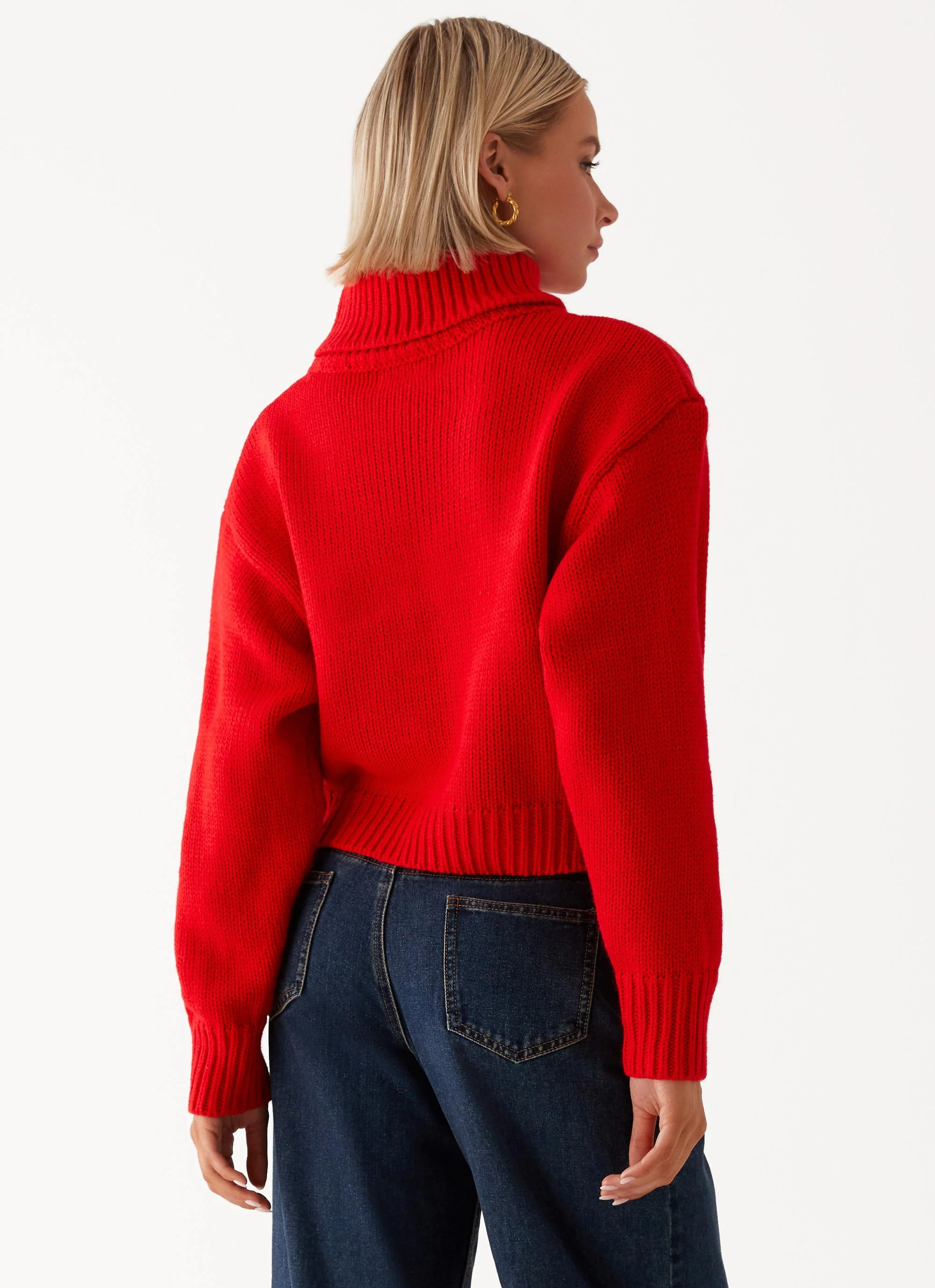 Paint The Town Red Oversized Knit Jumper - Red - Image 4