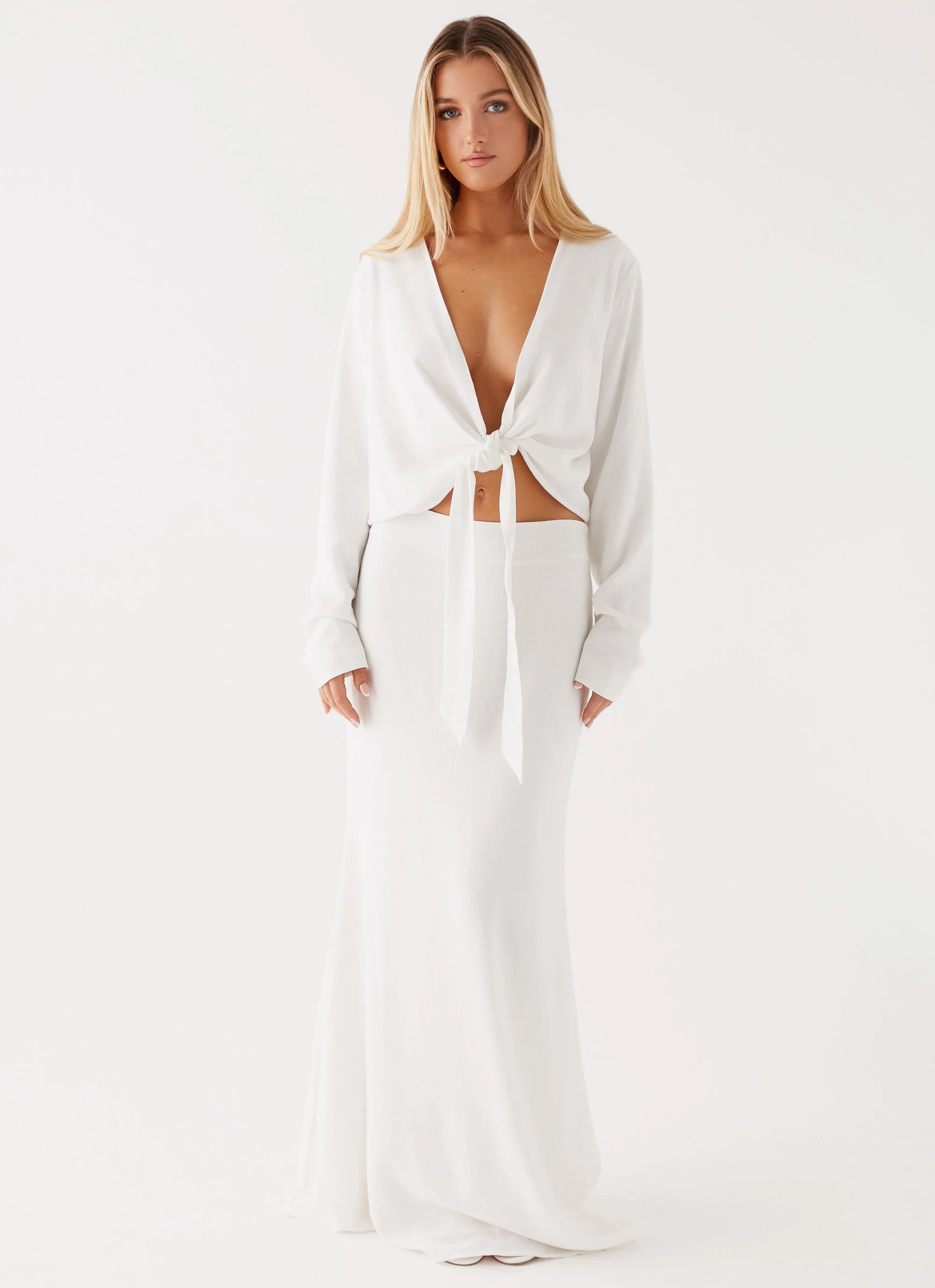 Parker Linen Maxi Skirt - White - Image 2