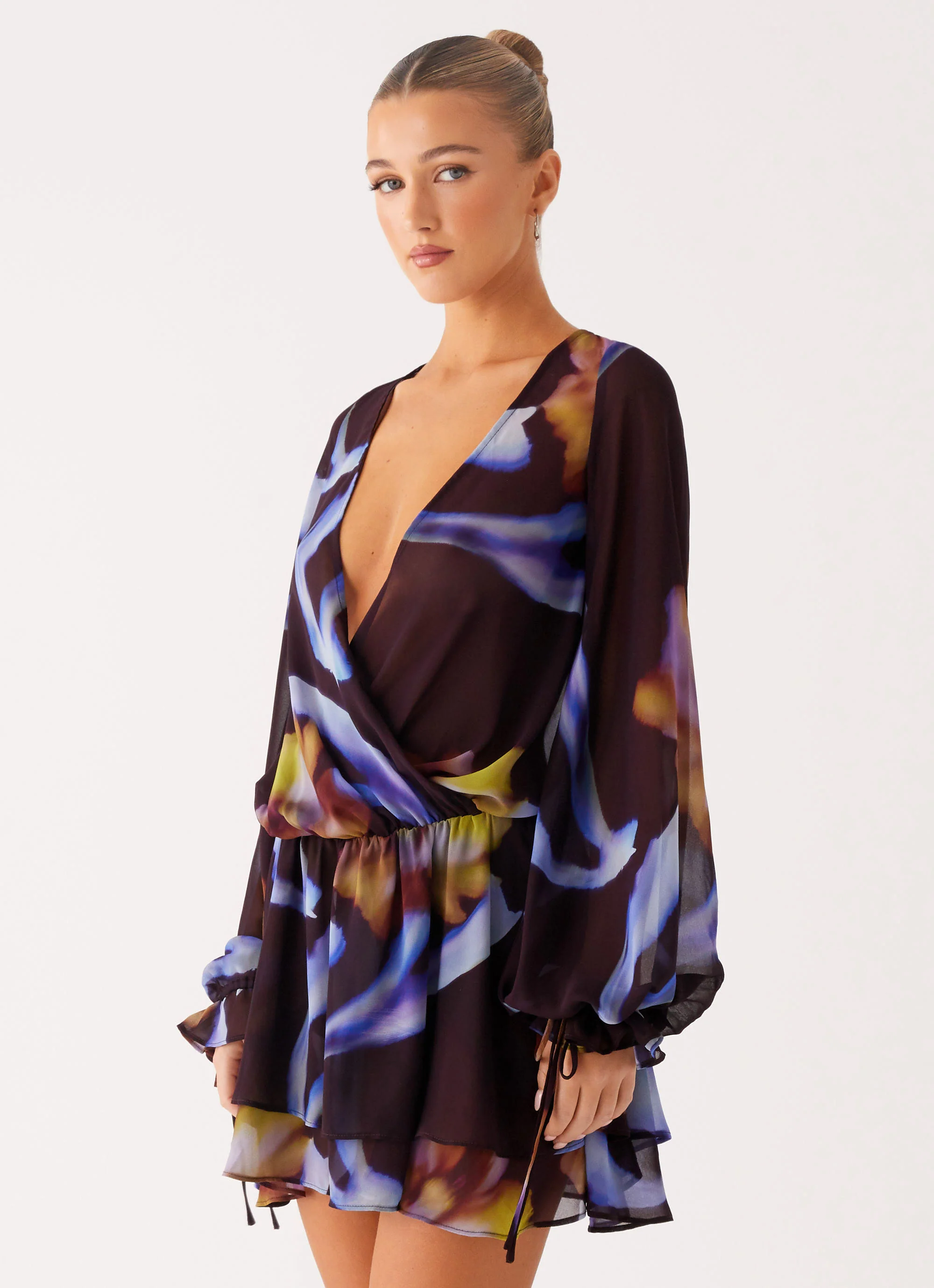 Passion Long Sleeve Mini Dress - Dark Floral - Image 4