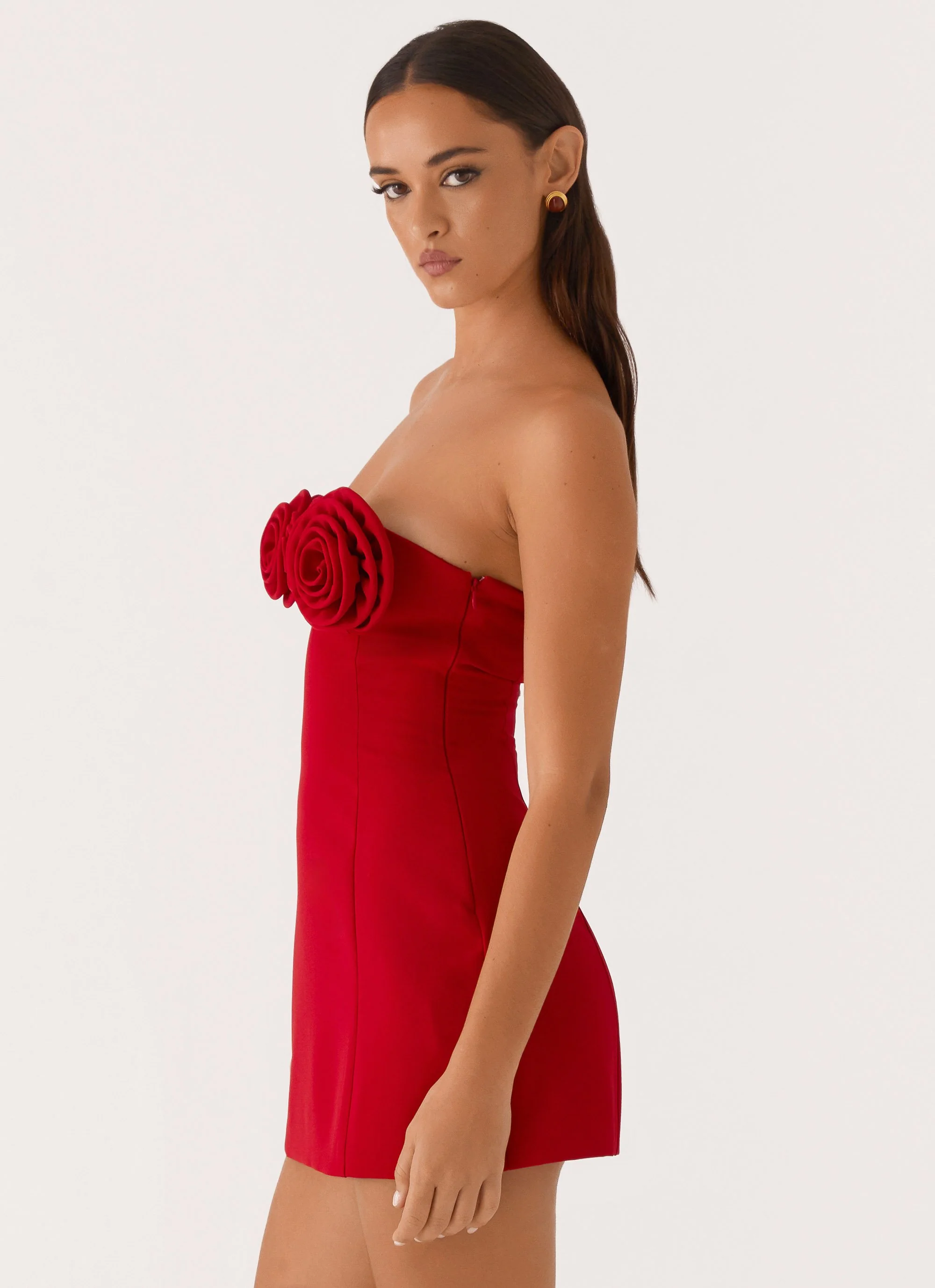Patsie Strapless Mini Dress - Red - Image 3