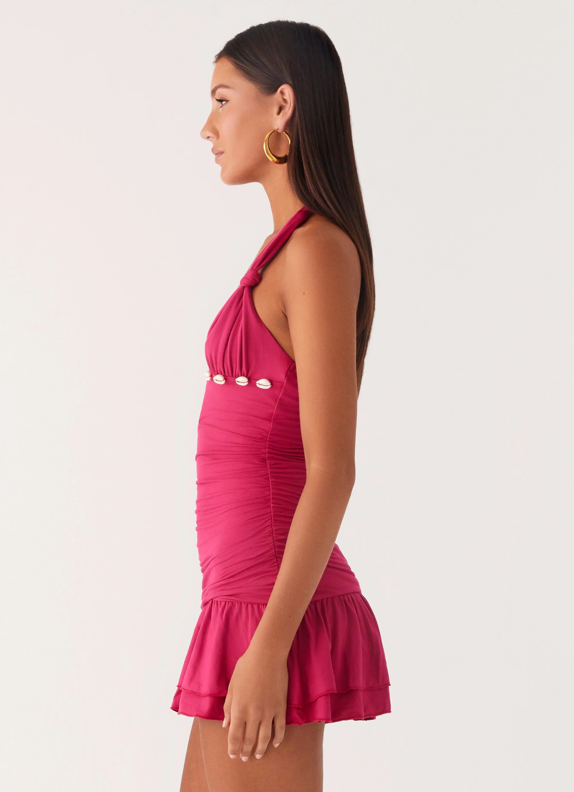 Payback Shell Trim Mini Dress - Fuchsia - Image 3