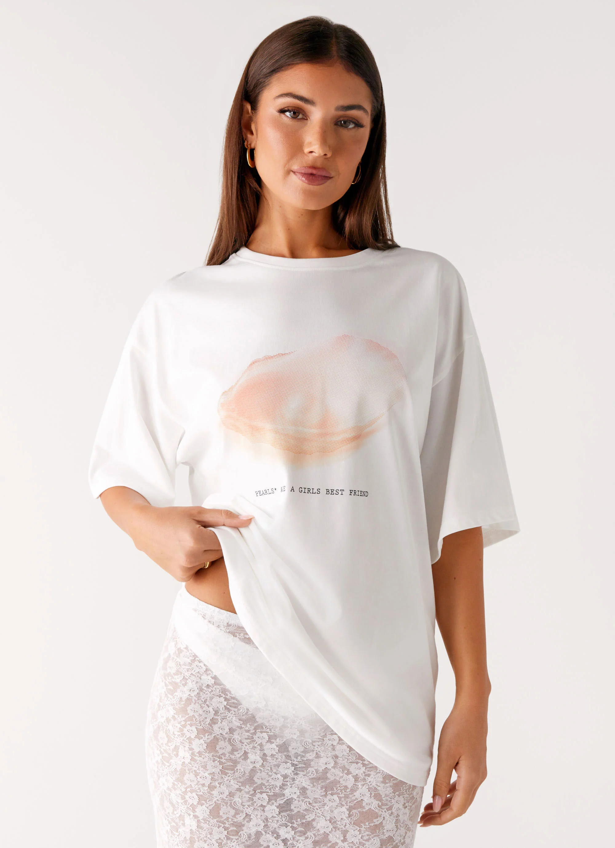 Pearl Oversized Tee - White - Image 7