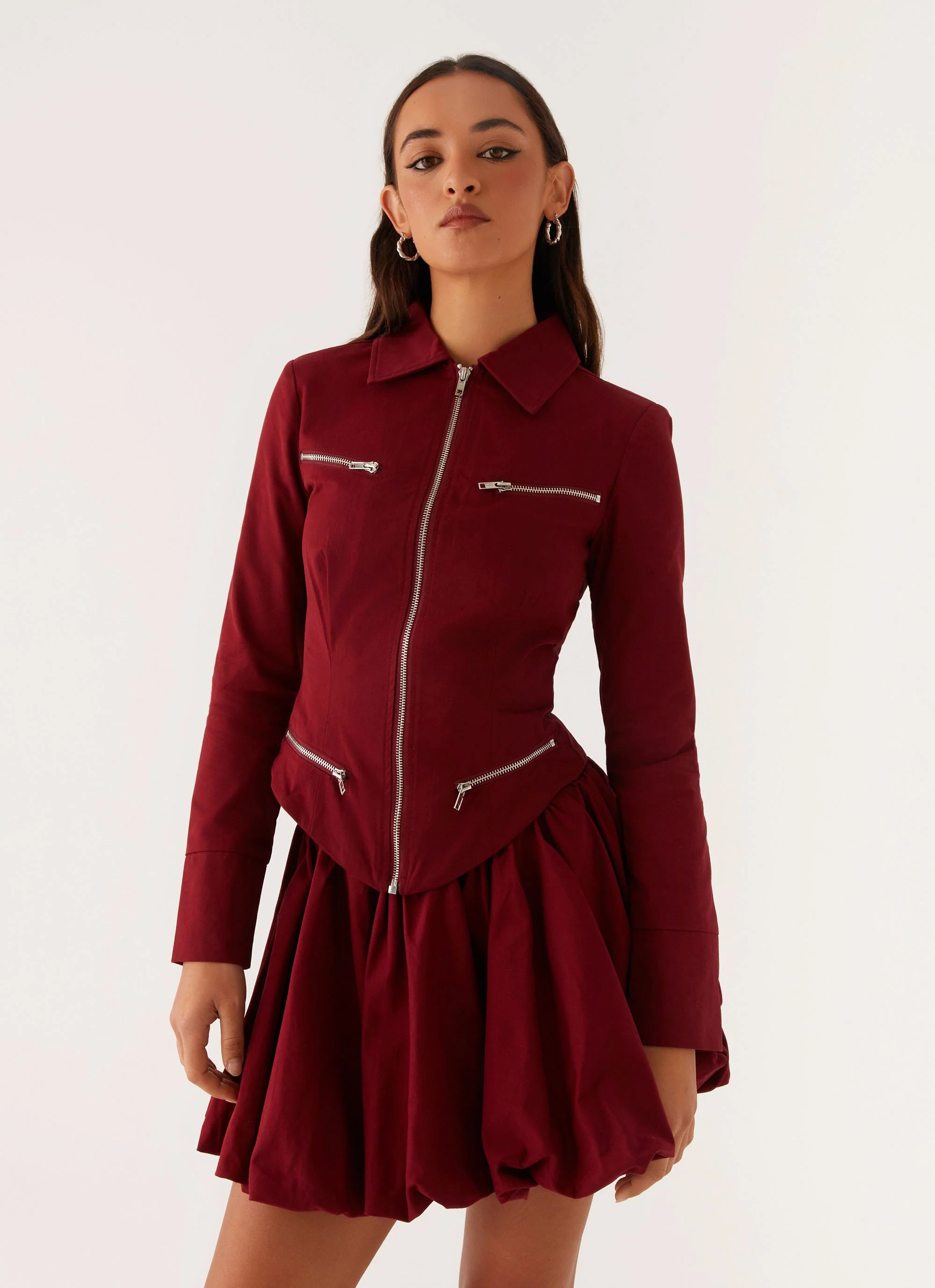 Petra Fitted Zip Top - Mulberry - Image 5
